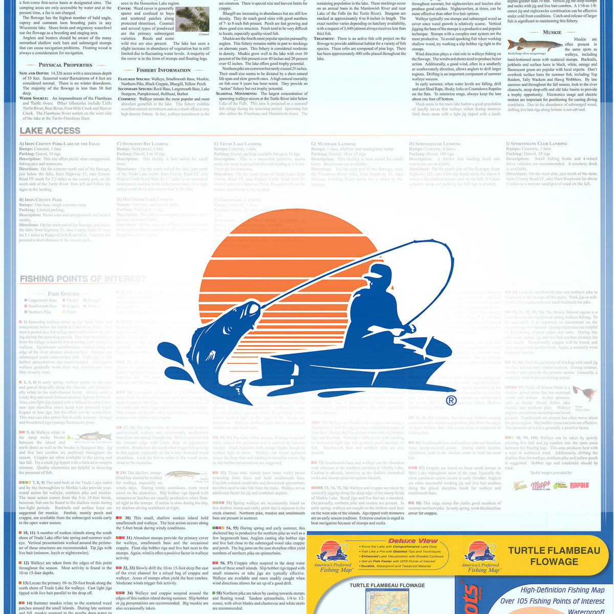 Turtle-Flambeau Flowage (Iron Co) Fishing Map
