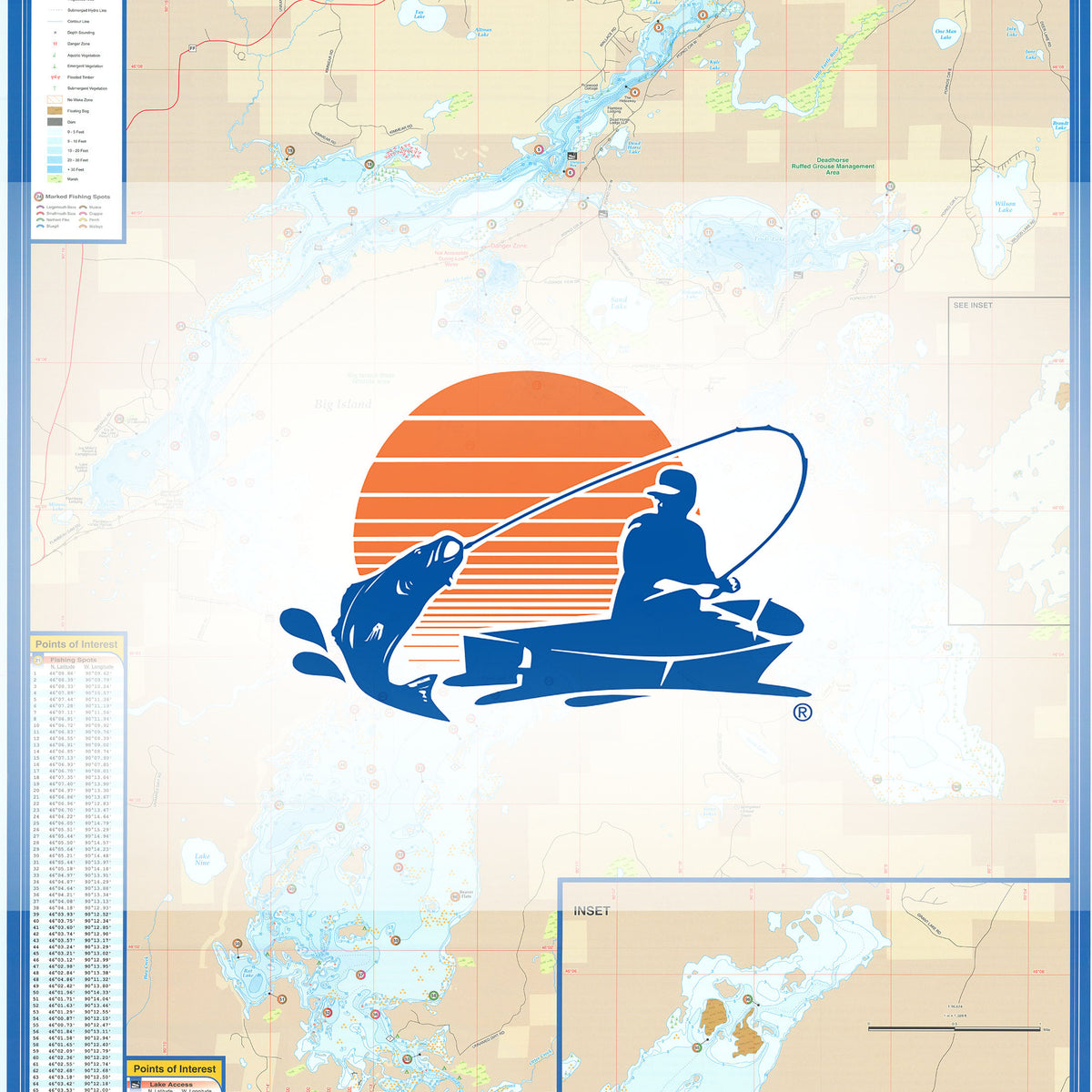 Turtle-Flambeau Flowage (Iron Co) Fishing Map