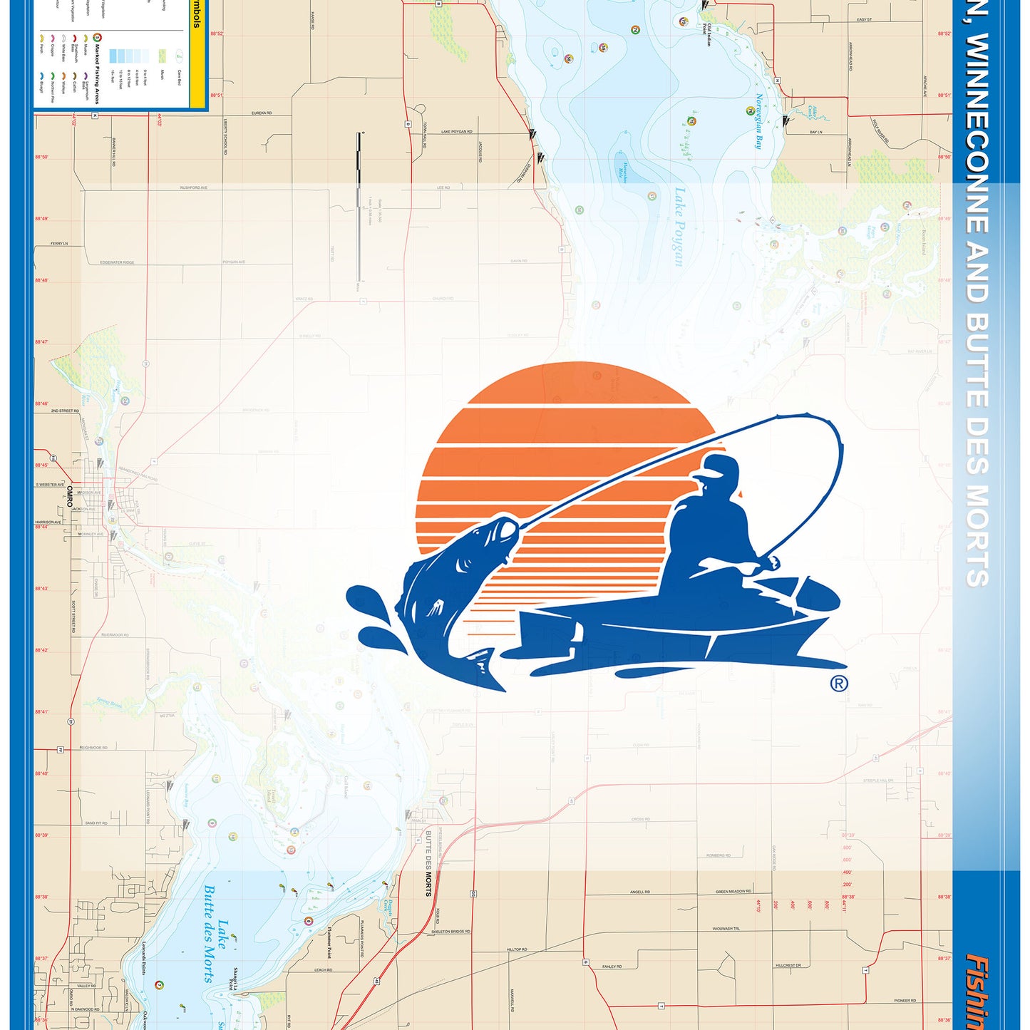 Poygan/Winneconne/Butte des Morts Fishing Map