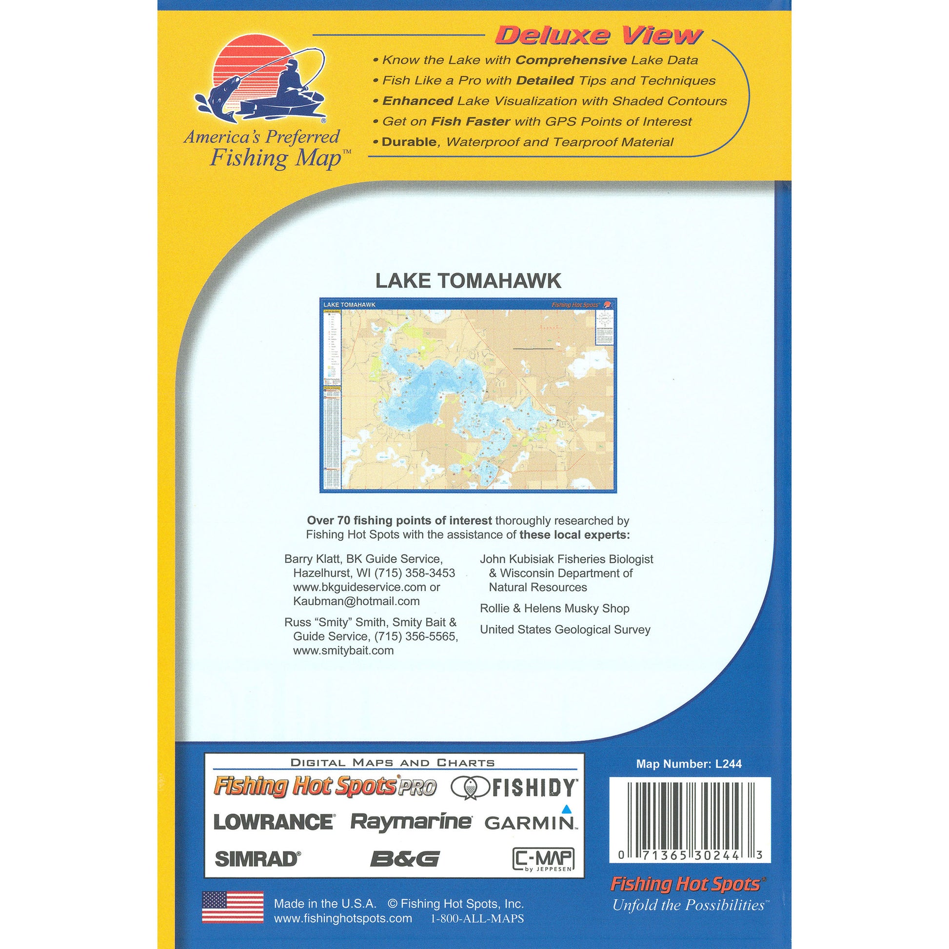Lake Tomahawk Fishing Map (Oneida Co)