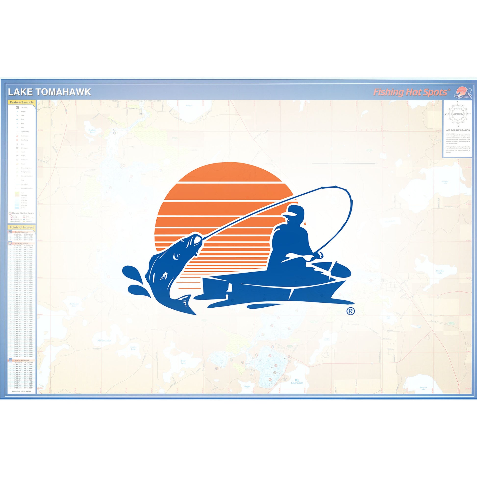 Lake Tomahawk Fishing Map (Oneida Co)