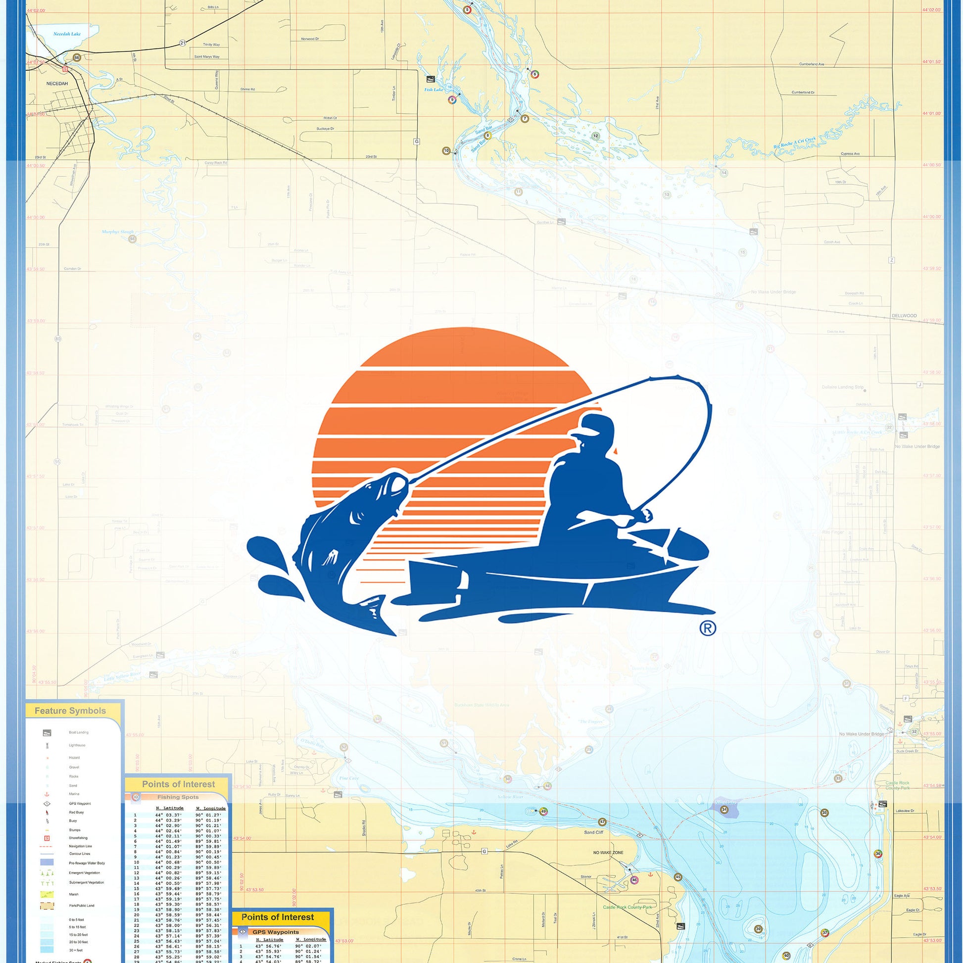 Castle Rock Flowage (Juneau/Adams Co) Fishing Map