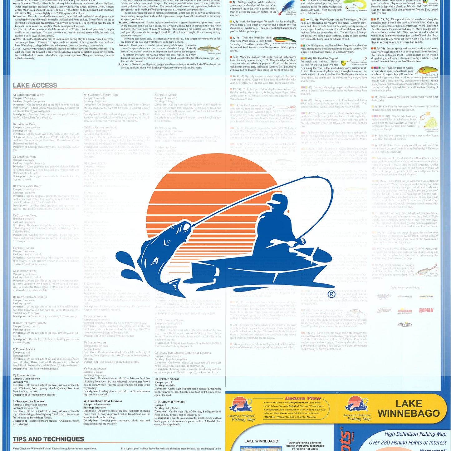 Lake Winnebago Fishing Map (Winnebago Co)