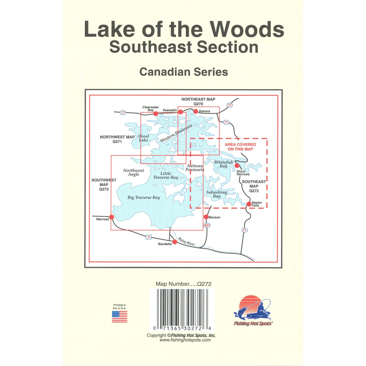 Lake of the Woods Southeast Fishing Map, Lake (incl. Sioux Narrows/Nestor Falls)