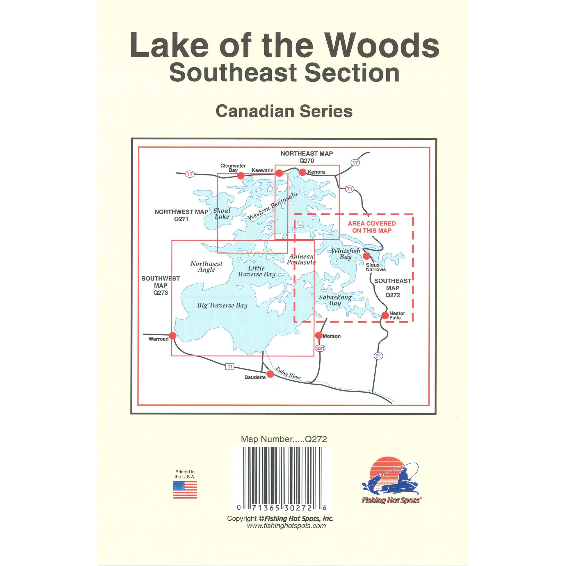 Lake of the Woods Southeast Fishing Map, Lake (incl. Sioux Narrows/Nestor Falls)