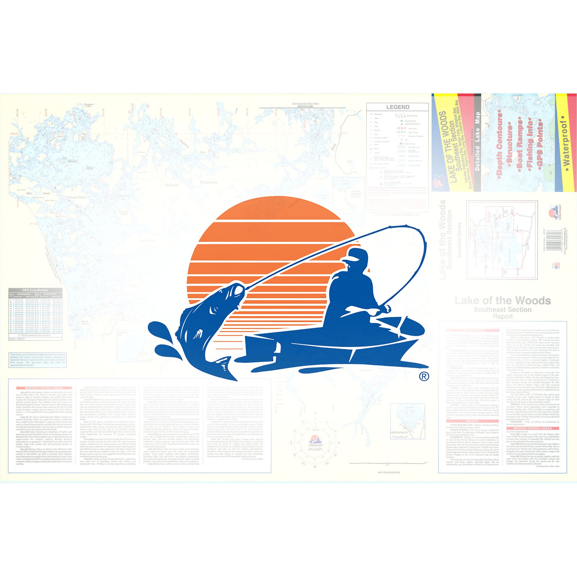 Lake of the Woods Southeast Fishing Map, Lake (incl. Sioux Narrows/Nestor Falls)