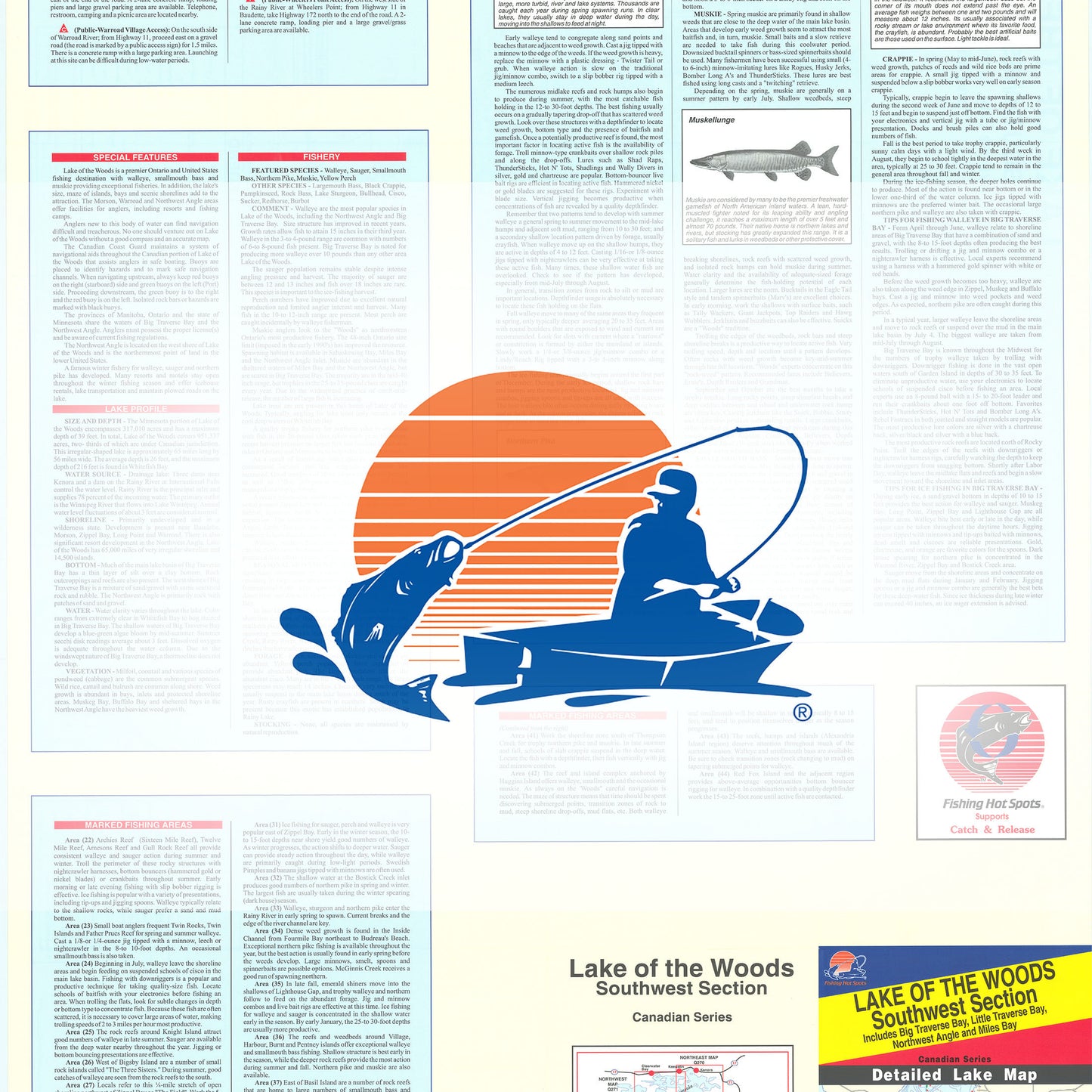 Lake of the Woods Southwest Fishing Map, Lake (incl. Big/Little Traverse Bay - MN/ONT)