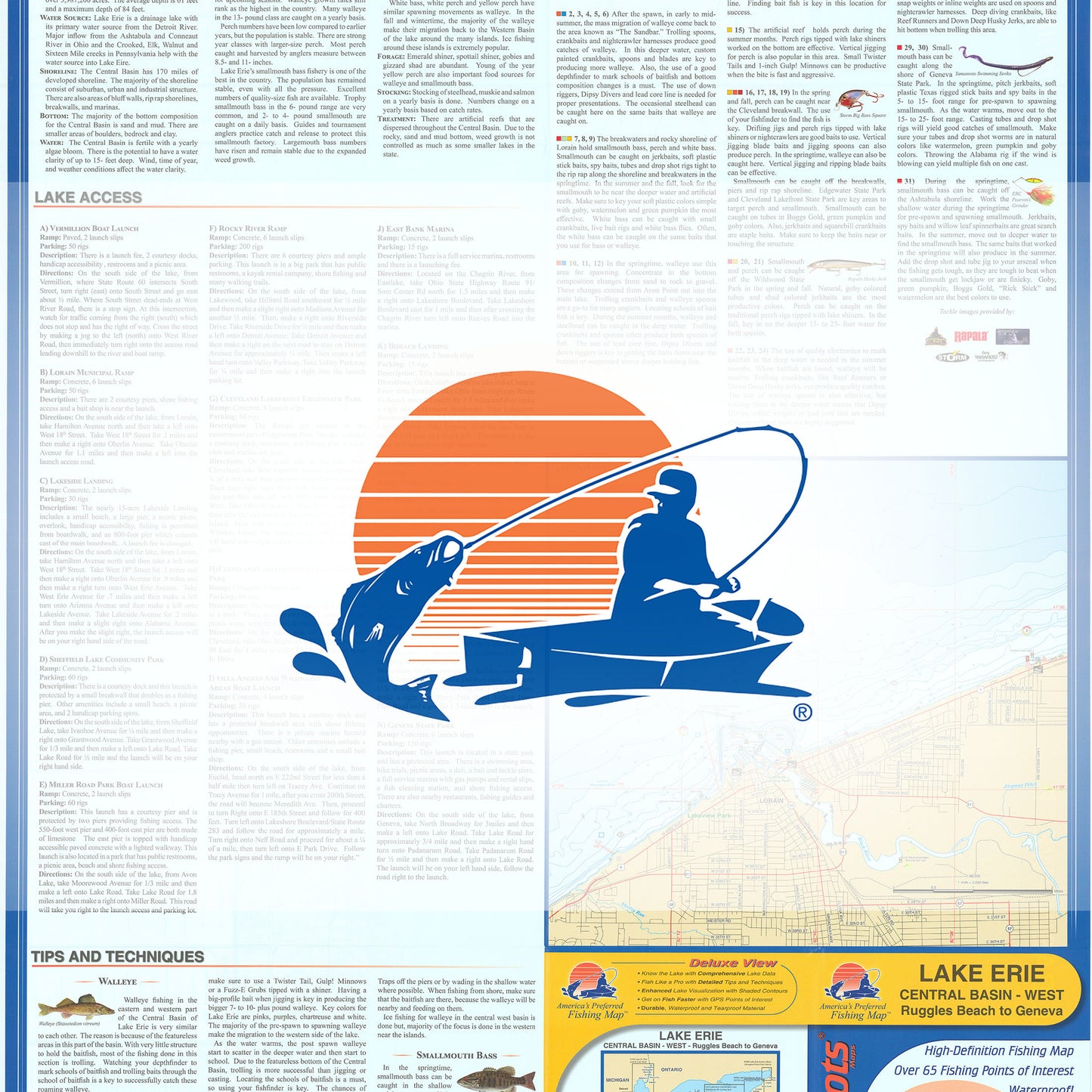 Lake Erie Fishing Map - Central Basin West (Ruggles Beach to Geneva, Ohio)