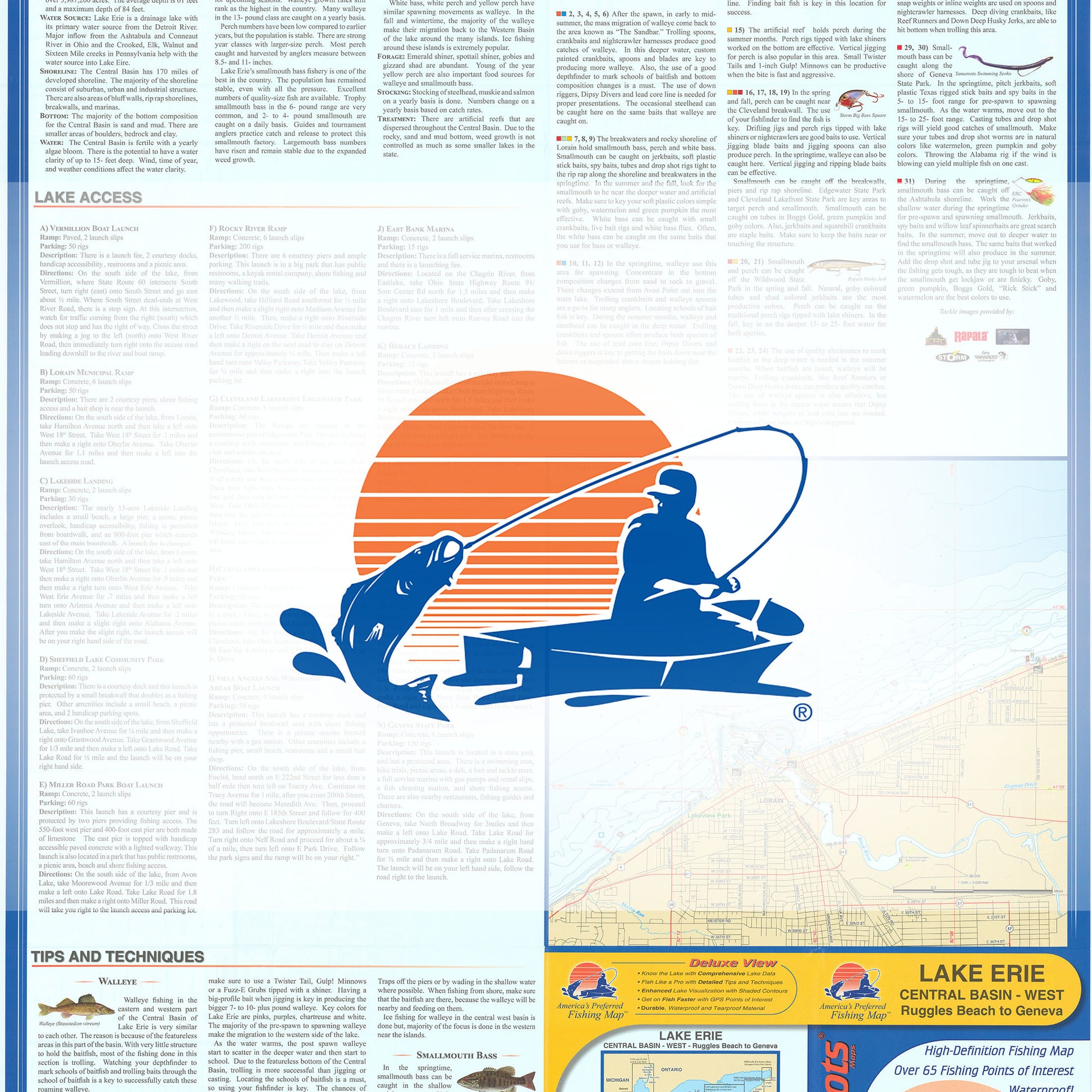 Lake Erie Fishing Map - Central Basin West (Ruggles Beach to Geneva, Ohio)