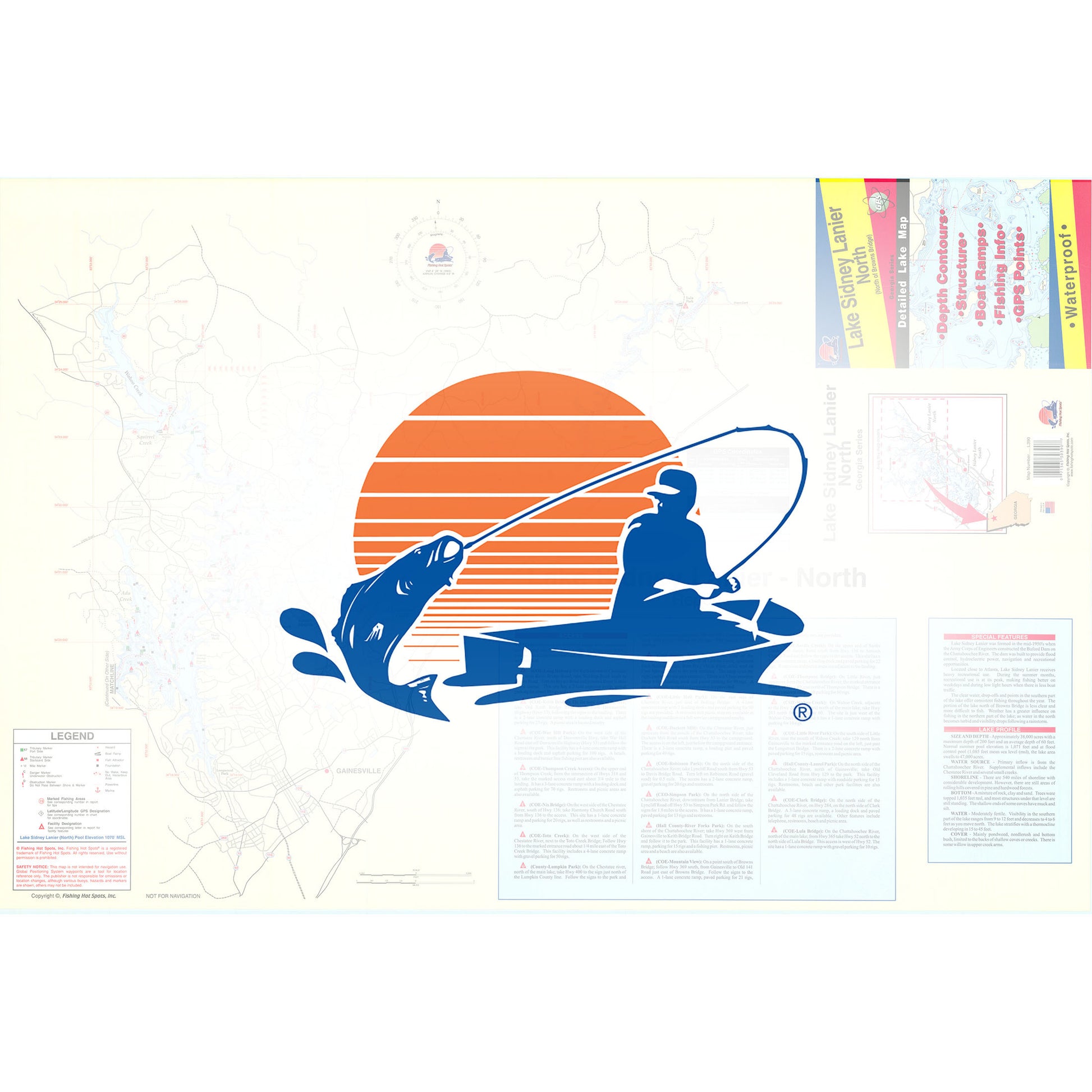 Lake Sidney Lanier North Fishing Map (North of Browns Bridge)