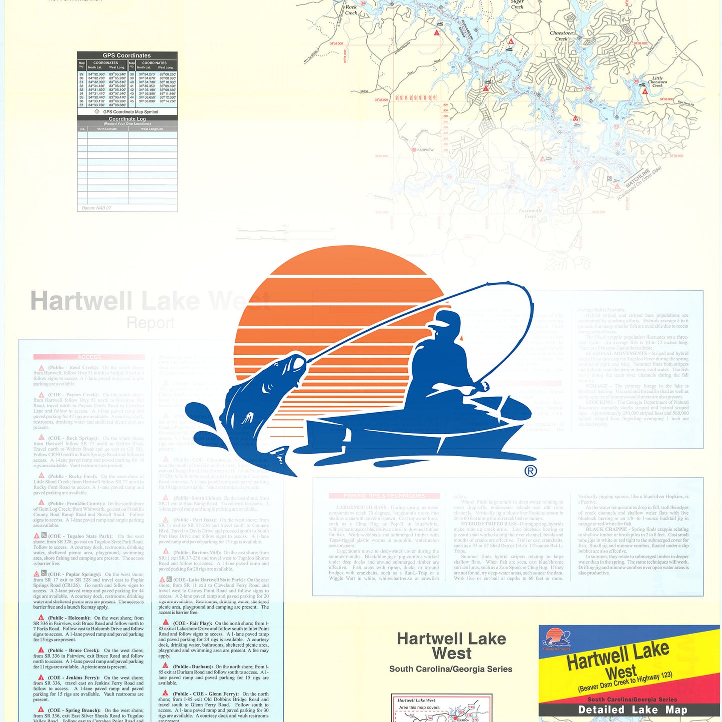 Hartwell Lake-West Fishing Map