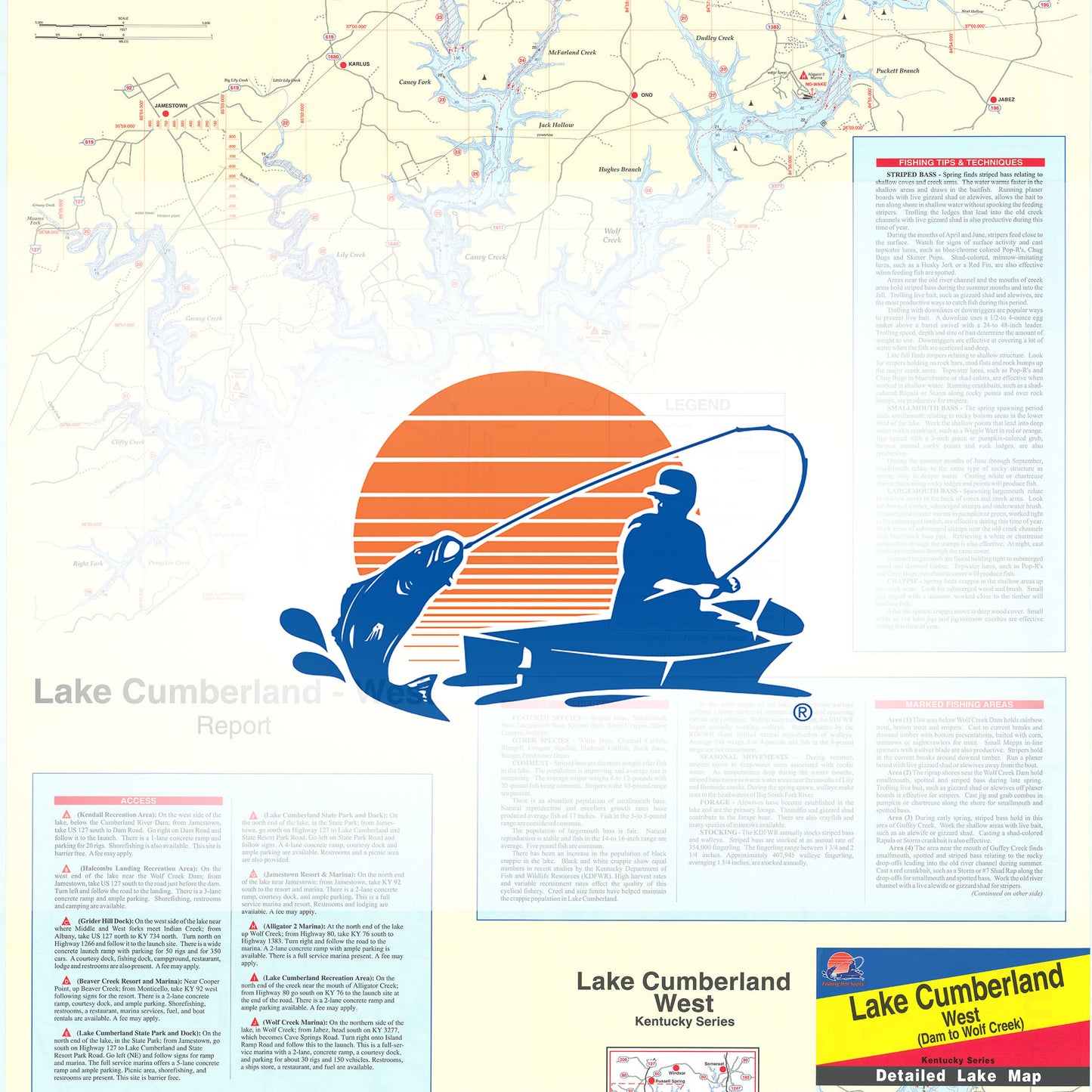 Lake Cumberland-West (Dam to Wolf Creek) fishing map