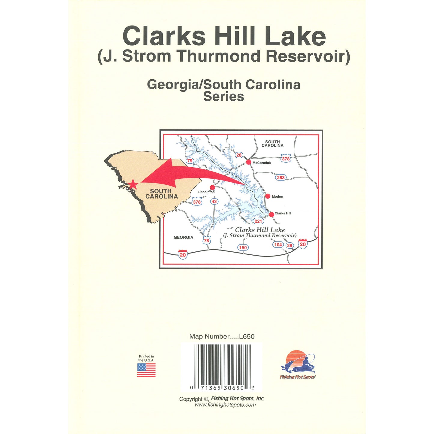 Clarks Hill Lake (J. Strom Thurmond - GA/SC) Fishing Map