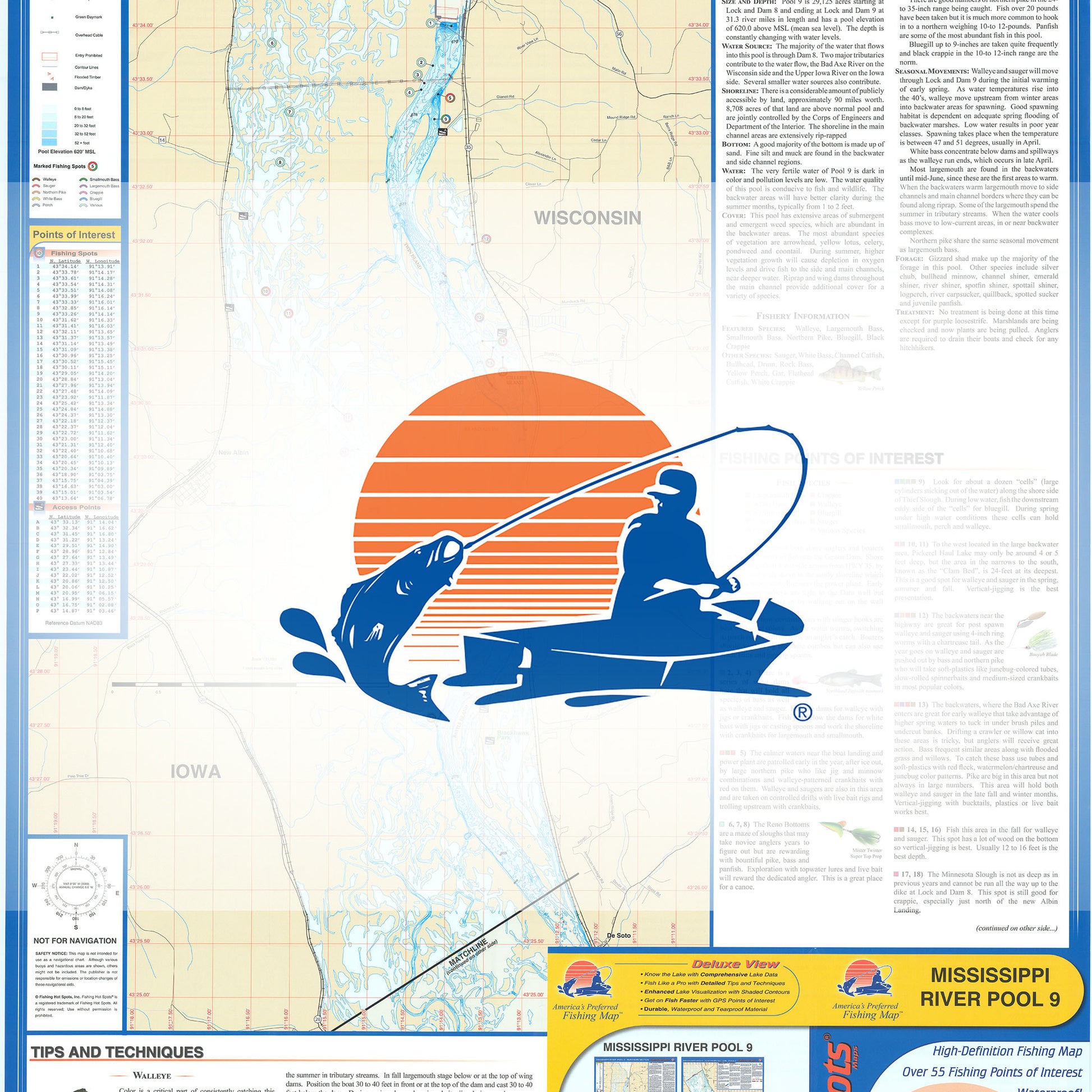 Mississippi River - Pool 9 Fishing Map