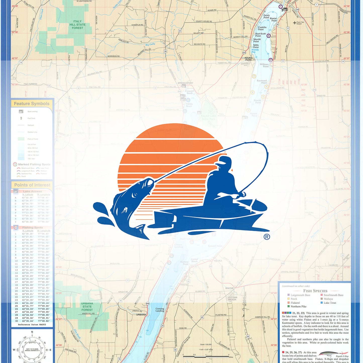 Keuka Lake Fishing Map