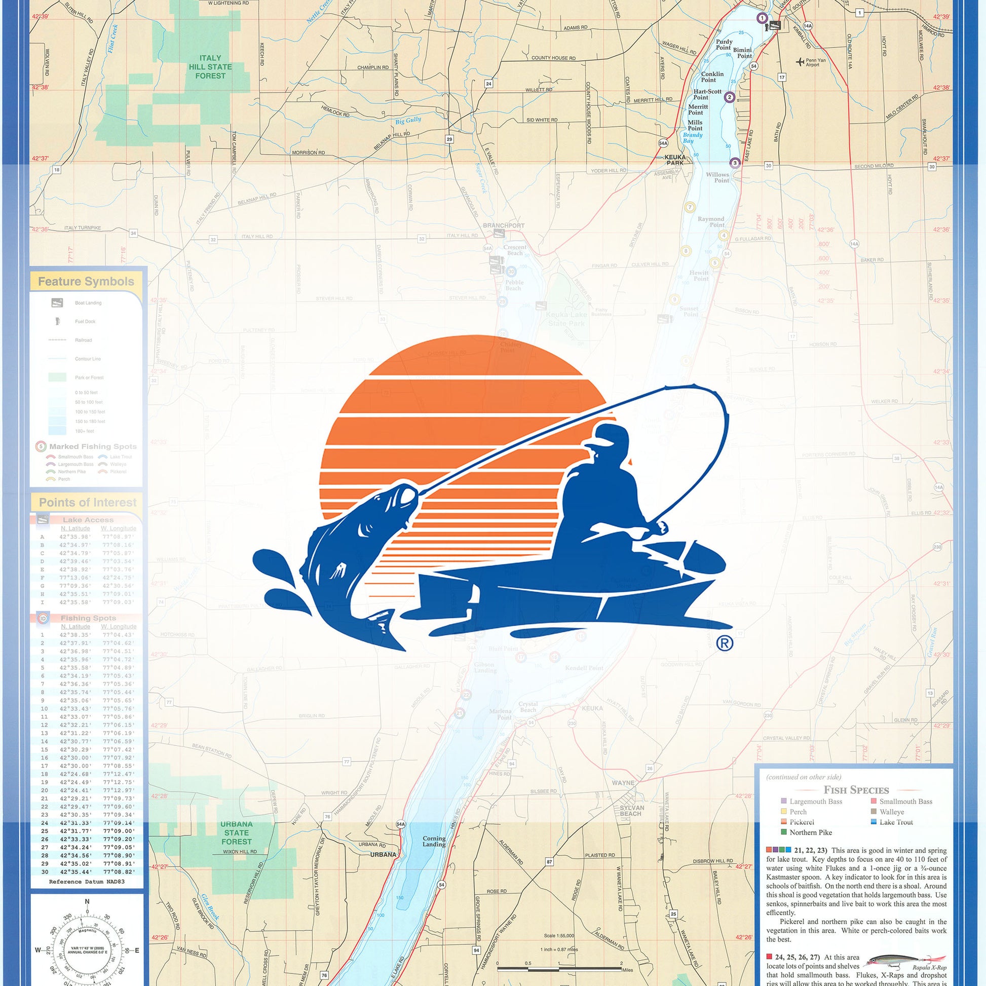 Keuka Lake Fishing Map