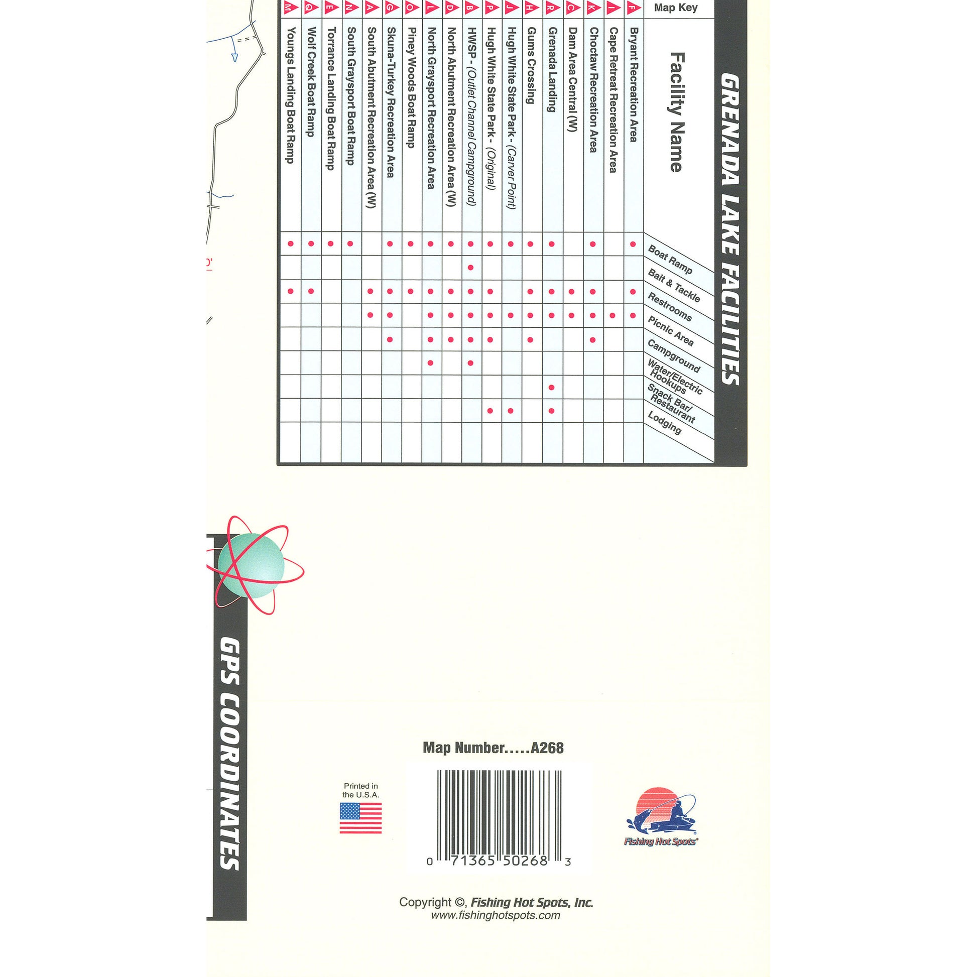 Grenada Lake Fishing Map