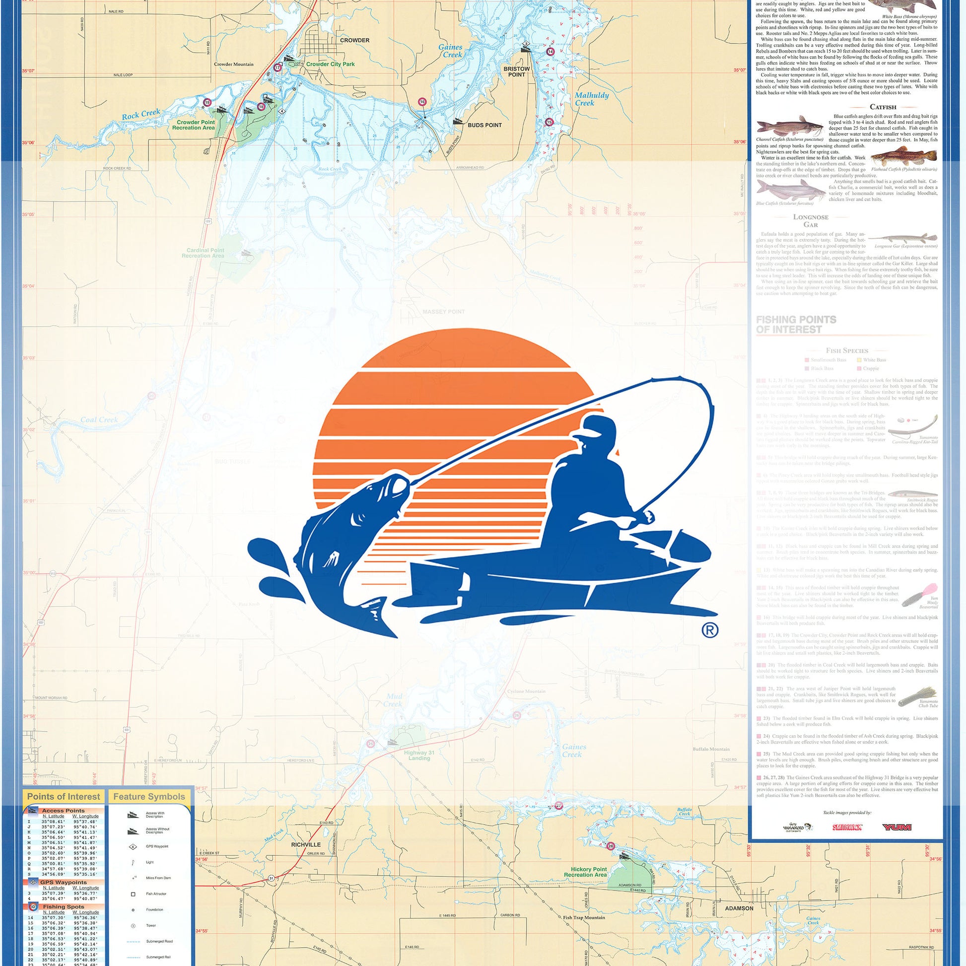 Lake Eufaula South Fishing Map (South of Hwy 9 bridge)