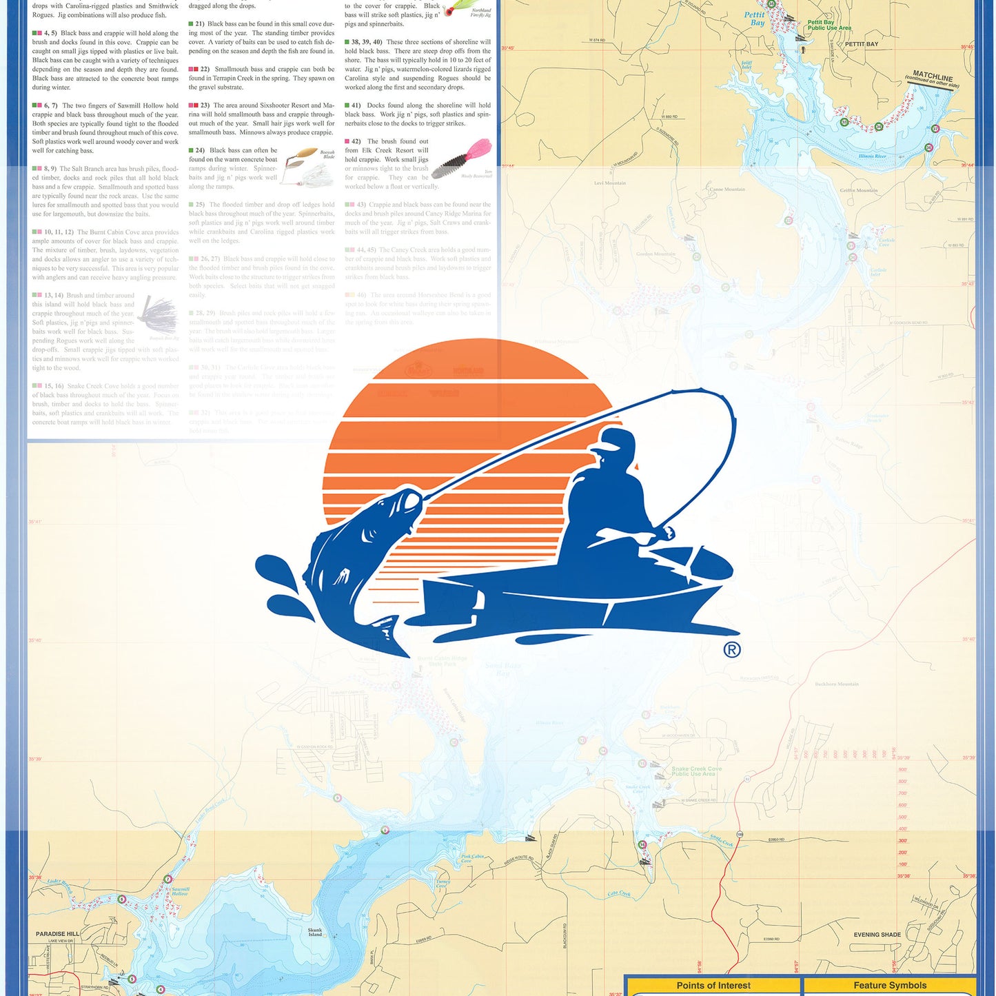 Tenkiller Ferry Lake (Oklahoma) Fishing Map