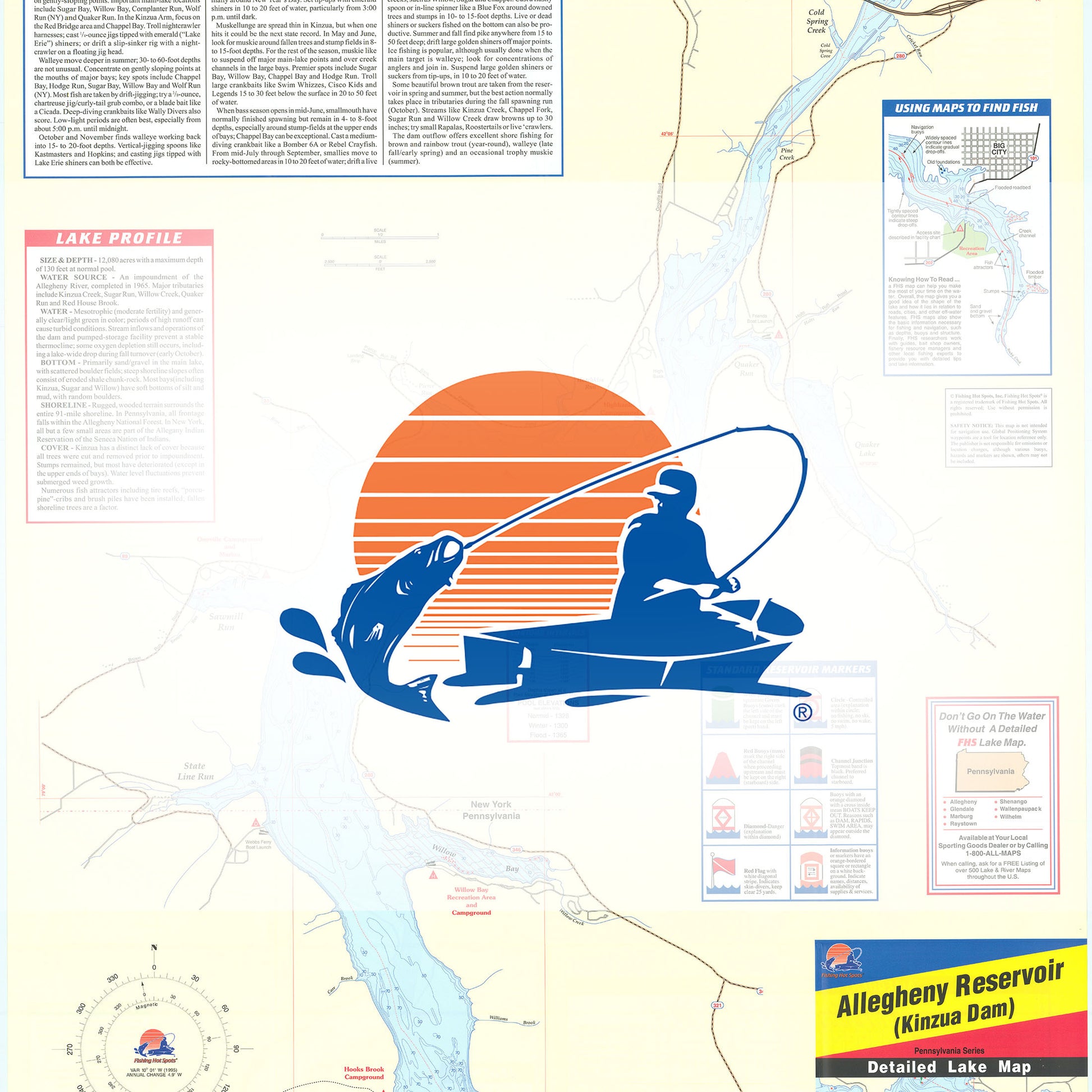 Allegheny Reservoir (Kinzua - PA/NY) Fishing Map