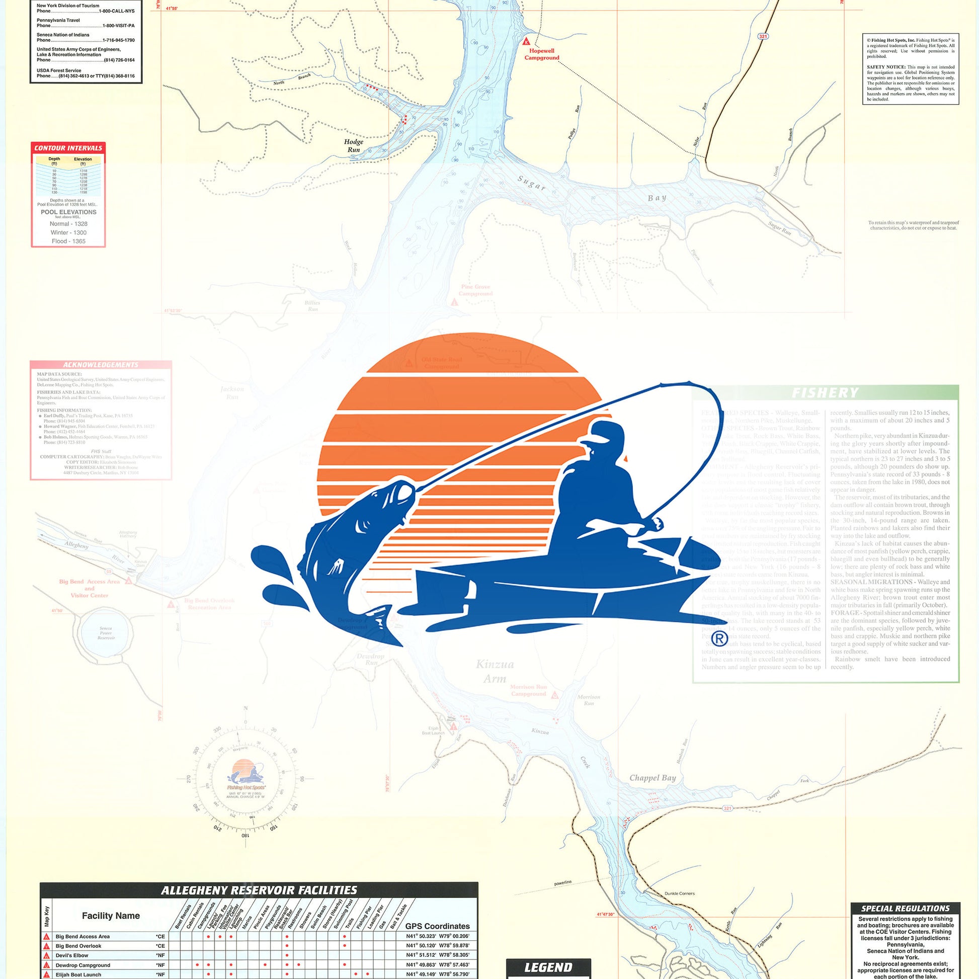 Allegheny Reservoir (Kinzua - PA/NY) Fishing Map