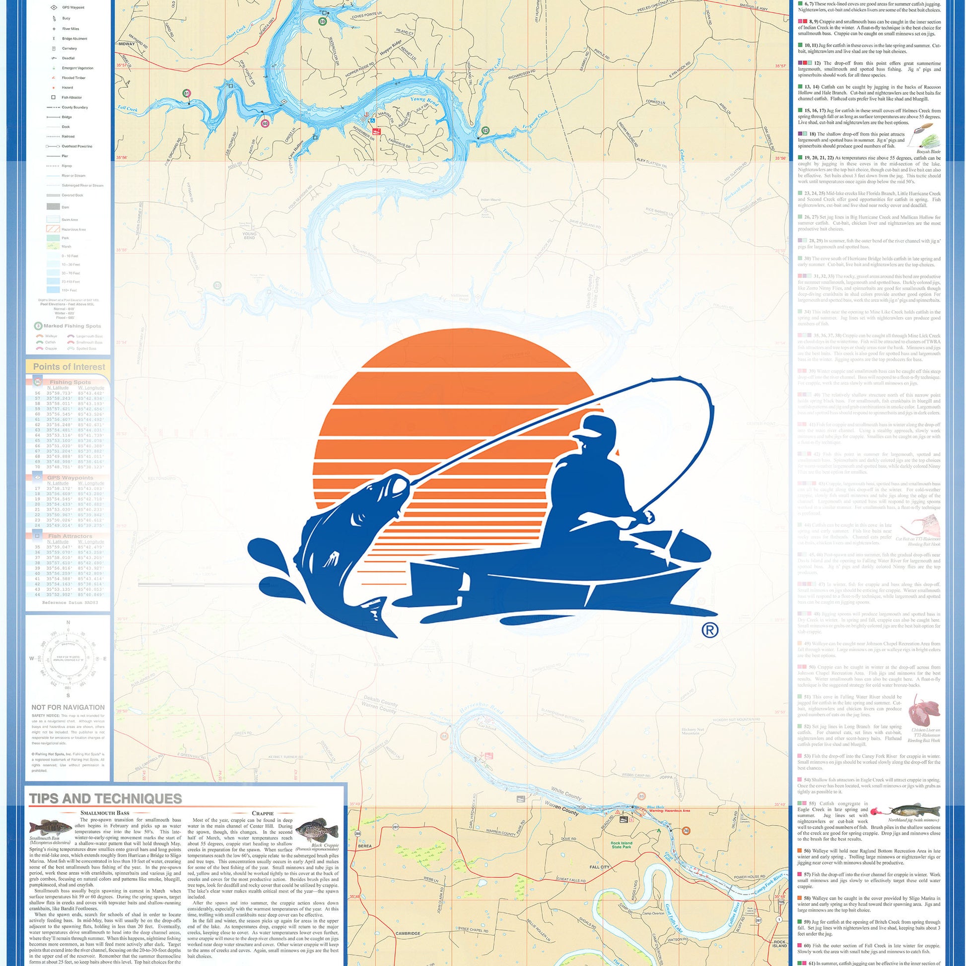Center Hill Lake Fishing Map