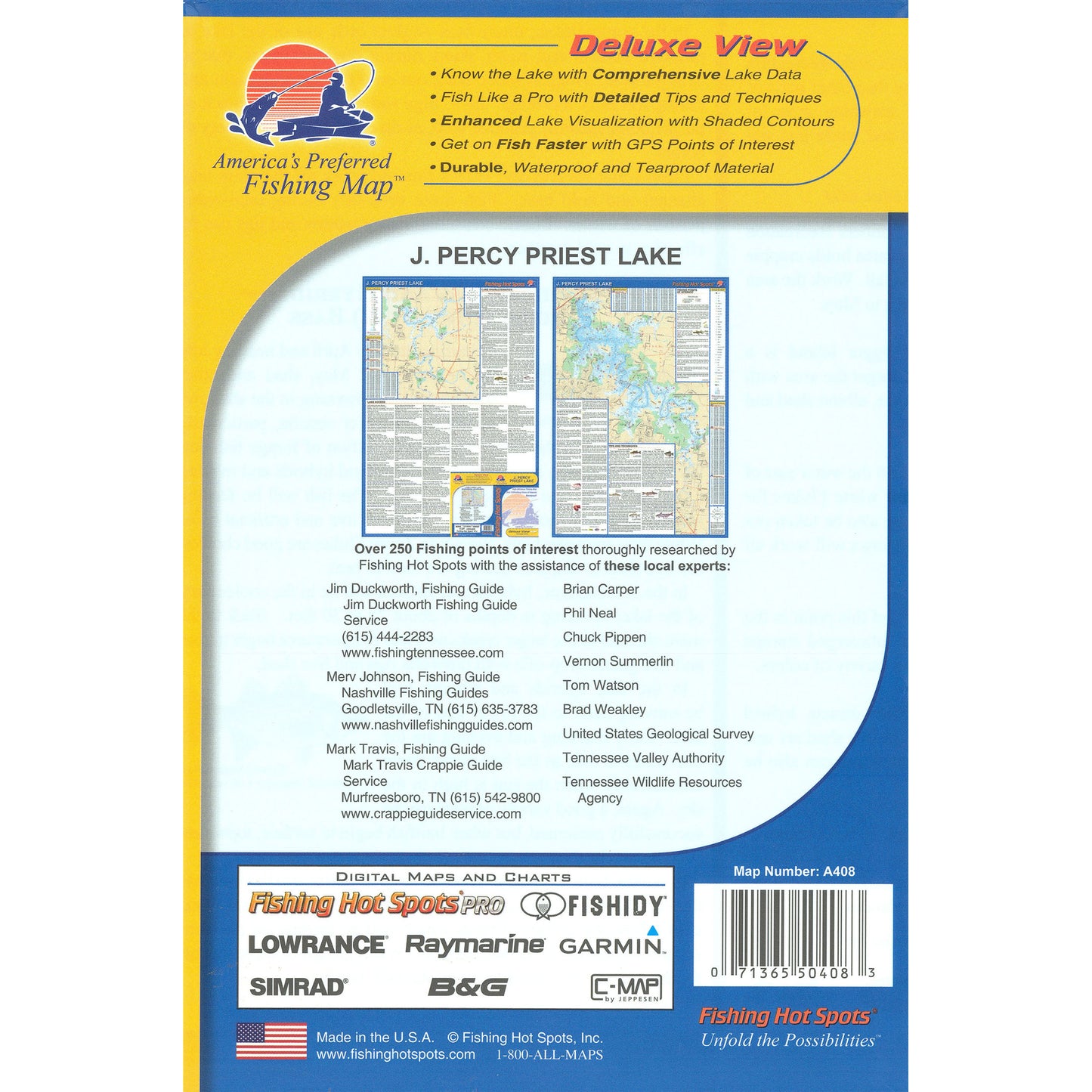 J. Percy Priest Lake Fishing Map
