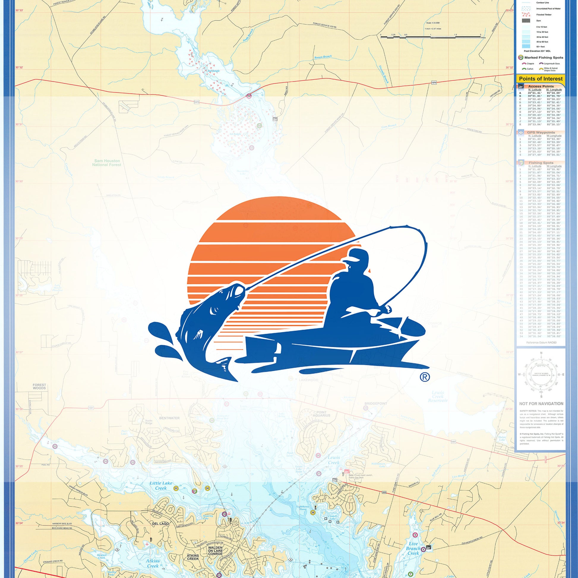 Lake Conroe Fishing Map