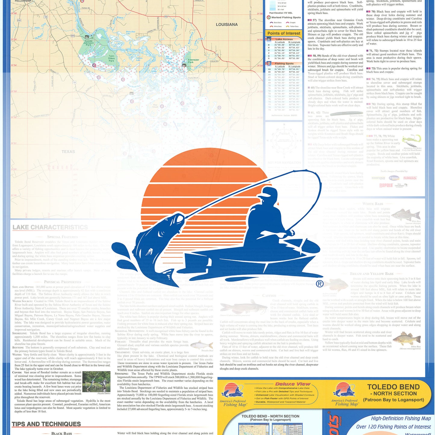 Toledo Bend-North Section (Patroon Bay to Logansport - LA/TX) Fishing Map