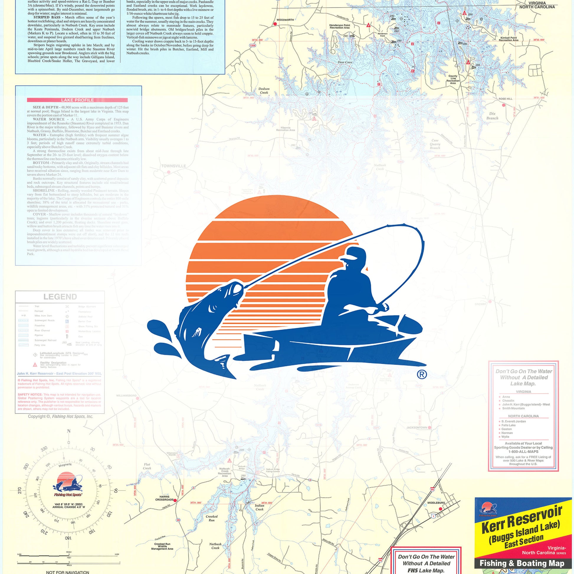 Kerr Reservoir (Buggs Island-East - VA/NC) Fishing Map