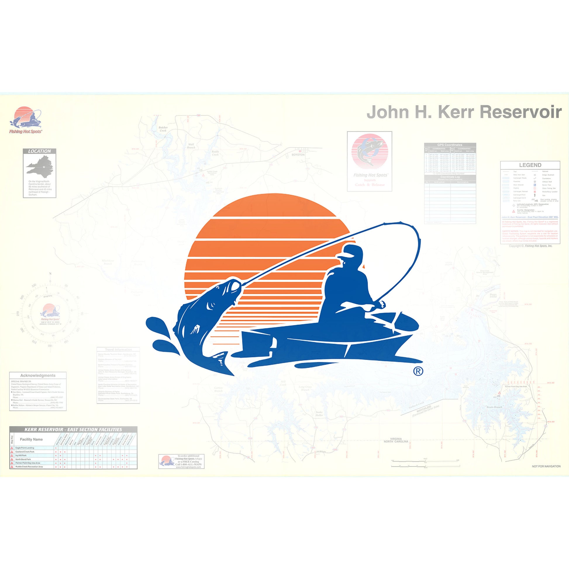 Kerr Reservoir (Buggs Island-East - VA/NC) Fishing Map