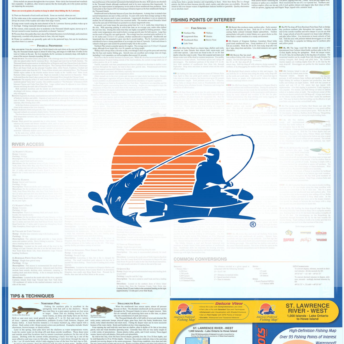St Lawrence River - West (1000 Islands-Lk Ontario to Howe Island) Fishing Map