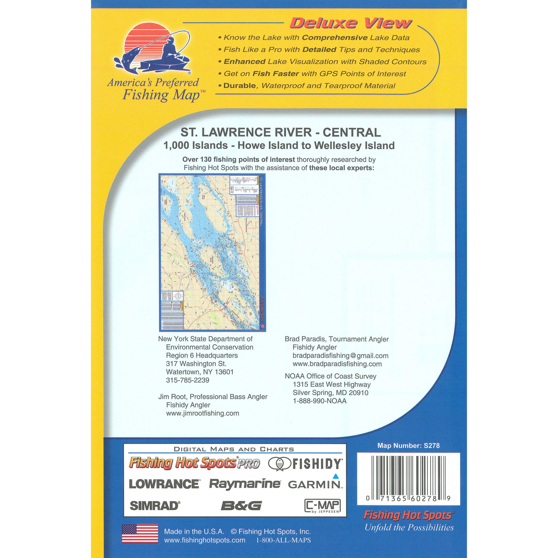 St Lawrence River - Central (1000 Islands-Howe Is to Wellesley Is) Fishing Map