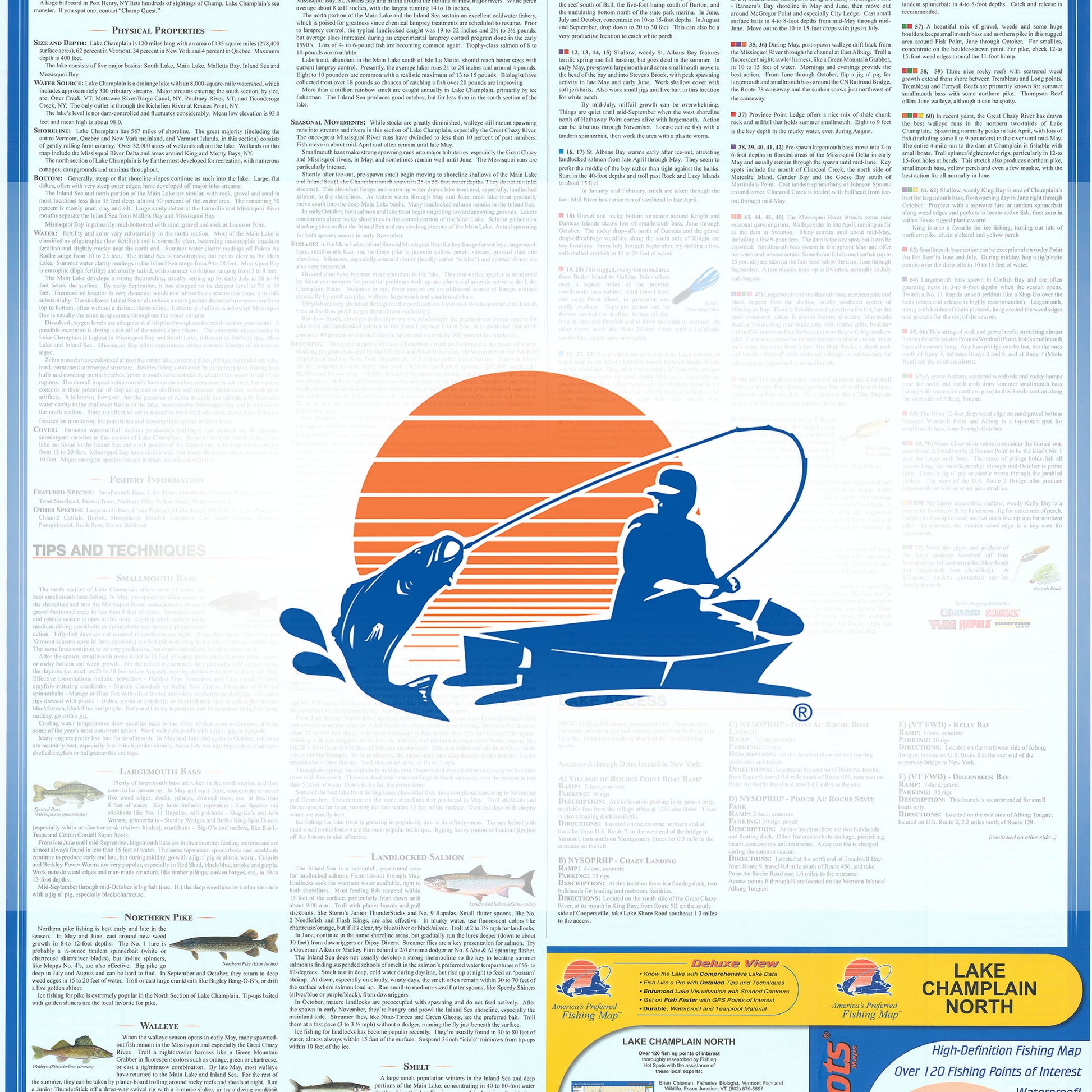 Lake Champlain North Fishing Map (Quebec waters to South Hero)