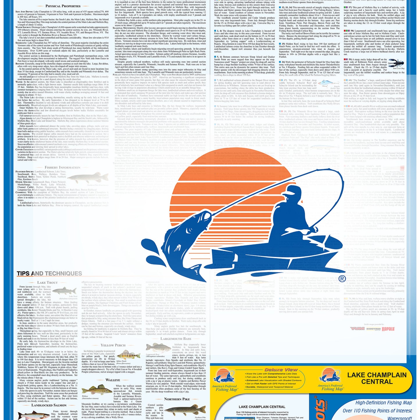 Lake Champlain Central Fishing Map (South Hero to Cedar Beach)