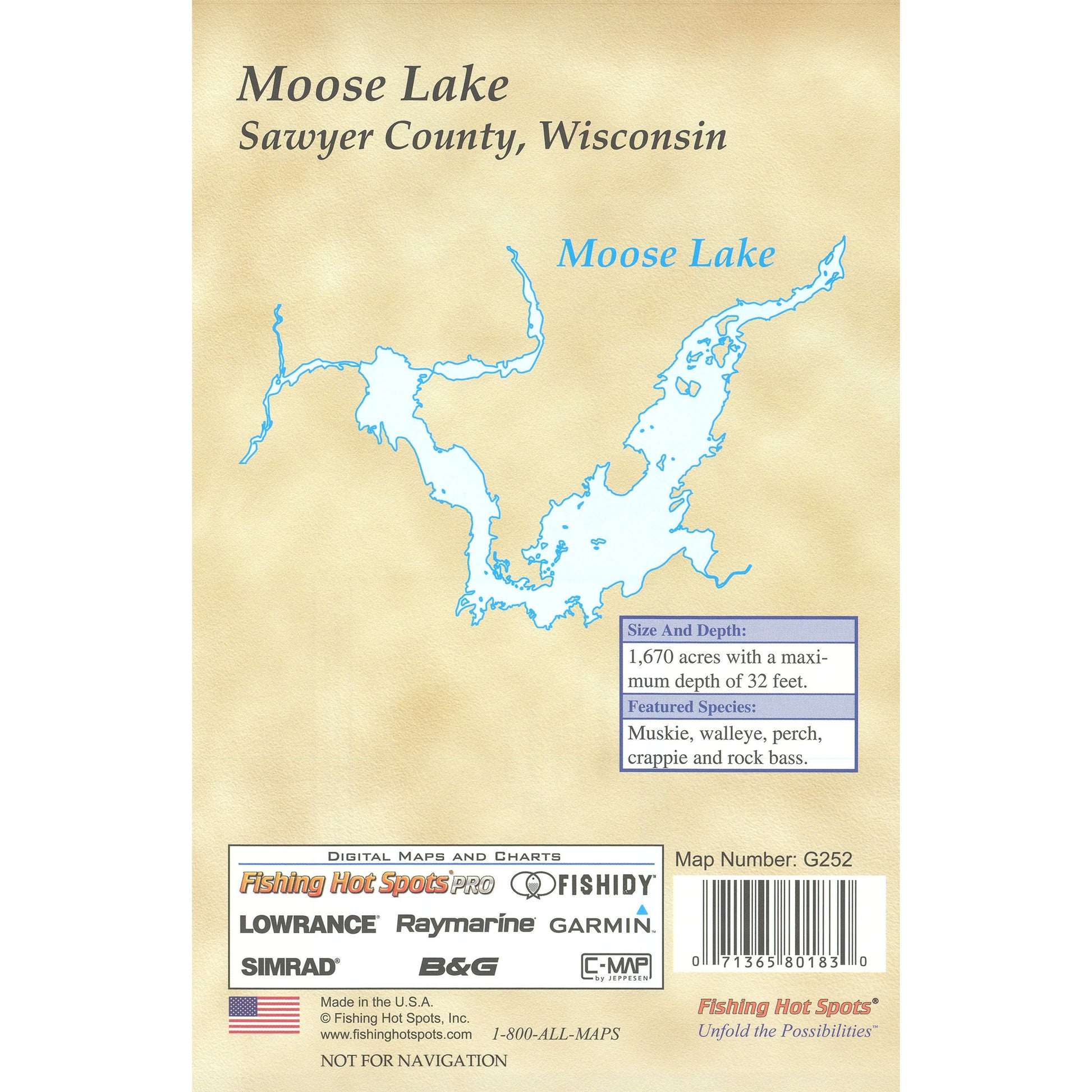 Moose Lake (Sawyer Co) Fishing Map