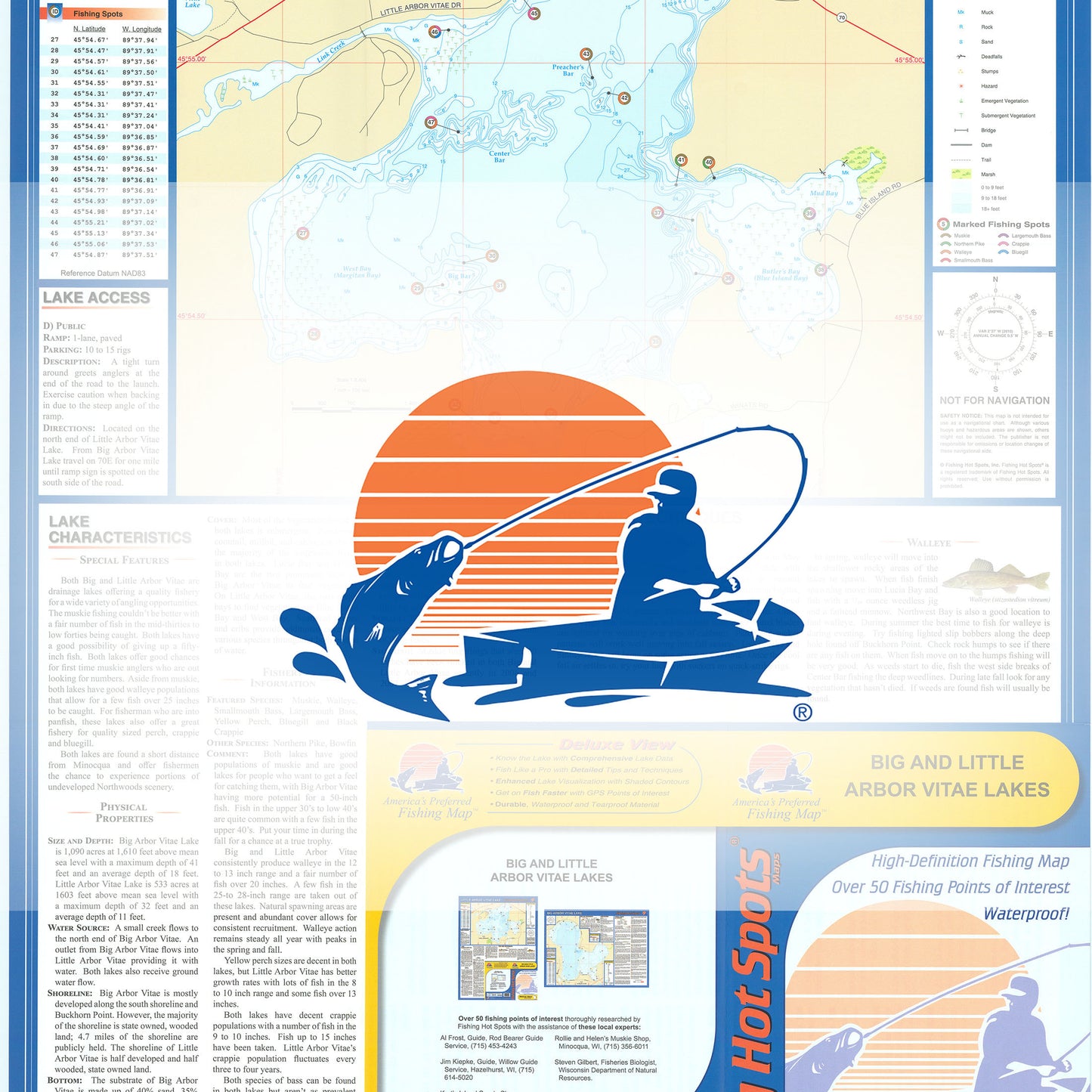 Big and Little Arbor Vitae Lakes (Vilas Co) Fishing Map