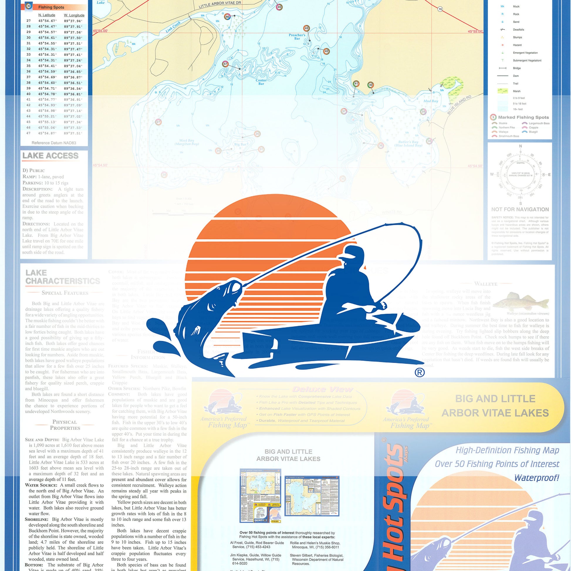 Big and Little Arbor Vitae Lakes (Vilas Co) Fishing Map