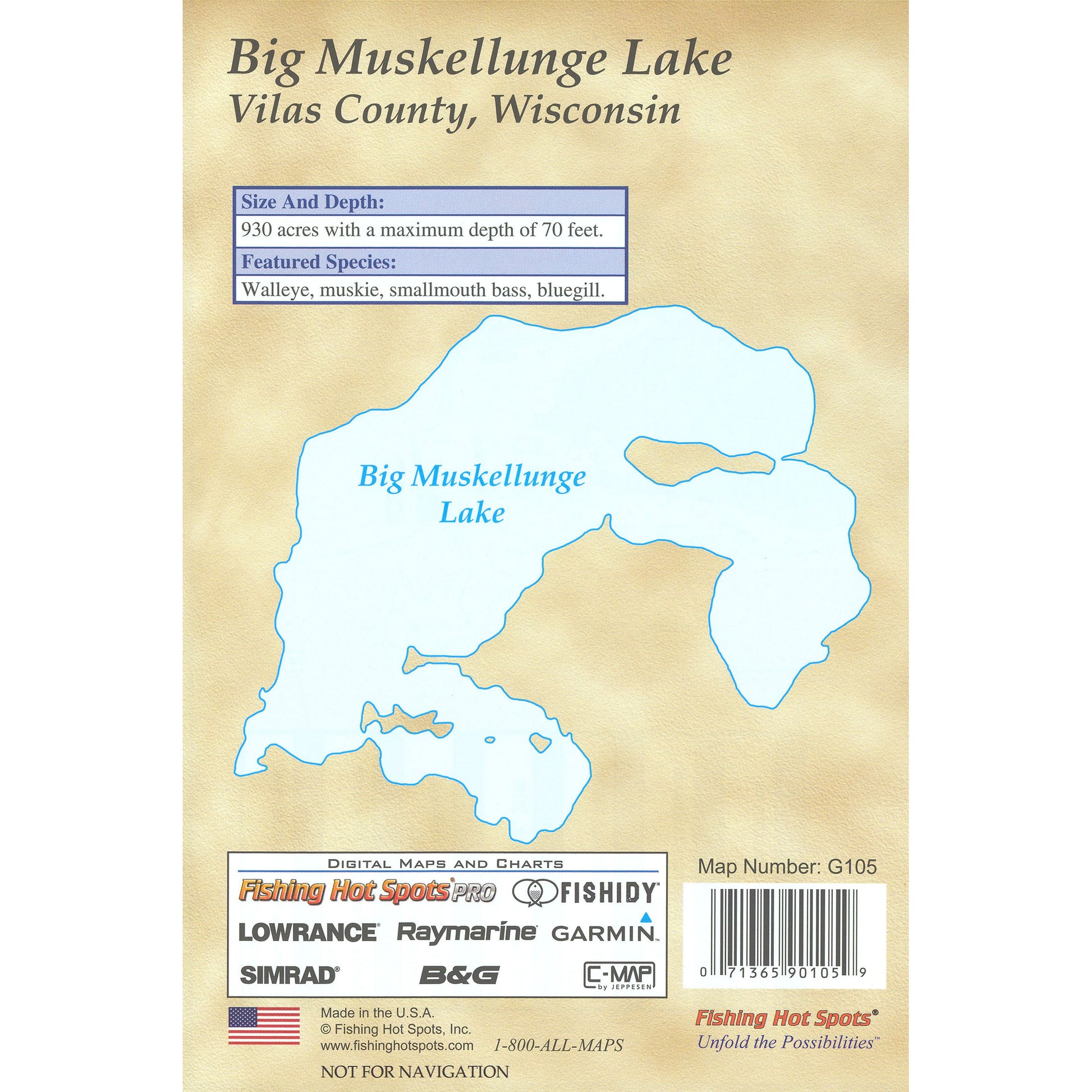 Big Muskellunge Lake (Vilas Co) Fishing Map