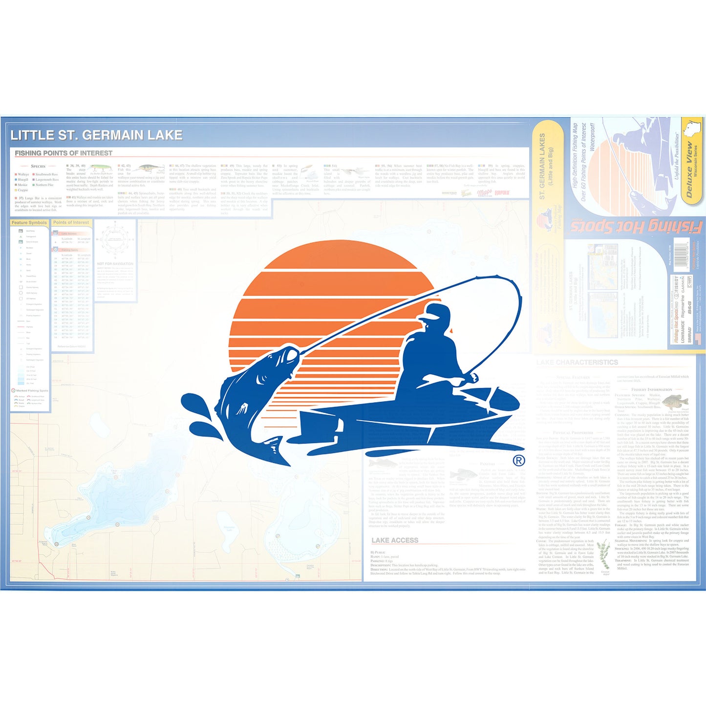 St. Germain Lakes (Little and Big) (Vilas Co) Fishing Map