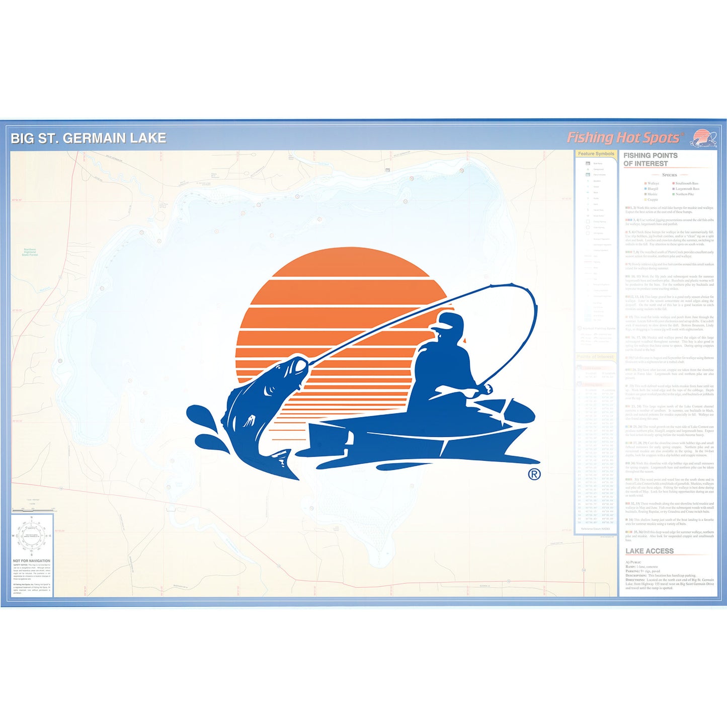 St. Germain Lakes (Little and Big) (Vilas Co) Fishing Map