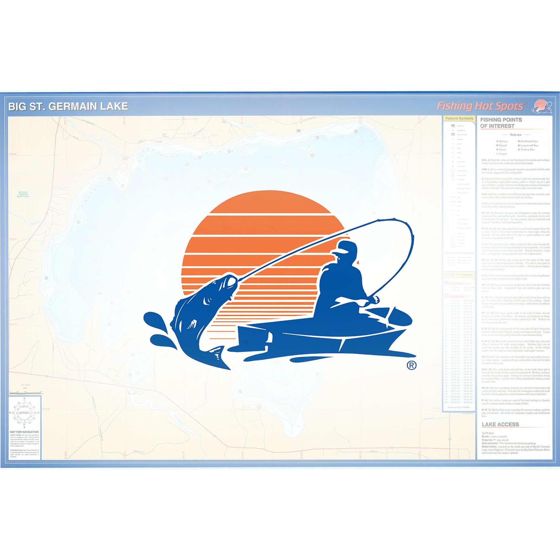 St. Germain Lakes (Little and Big) (Vilas Co) Fishing Map