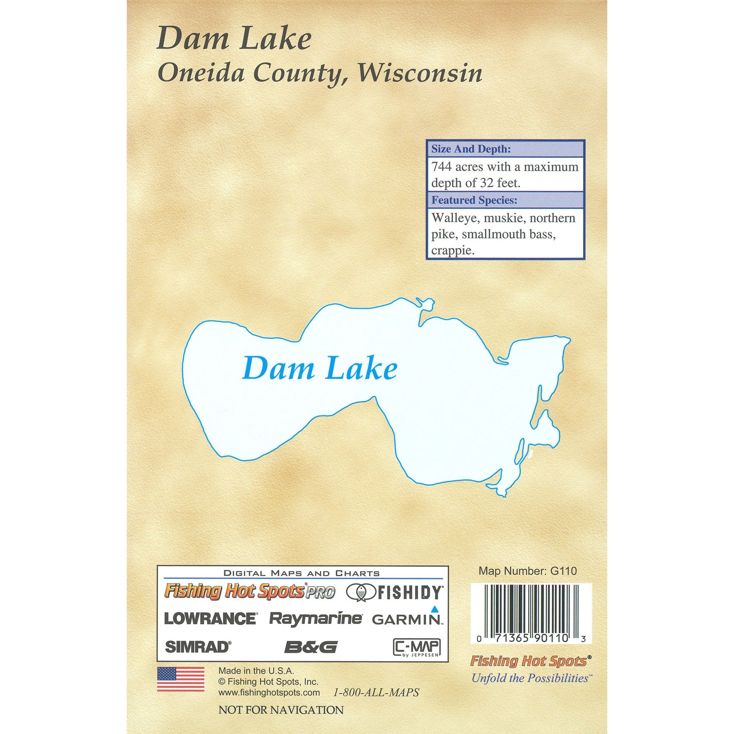 Dam Lake (Oneida Co) Fishing Map