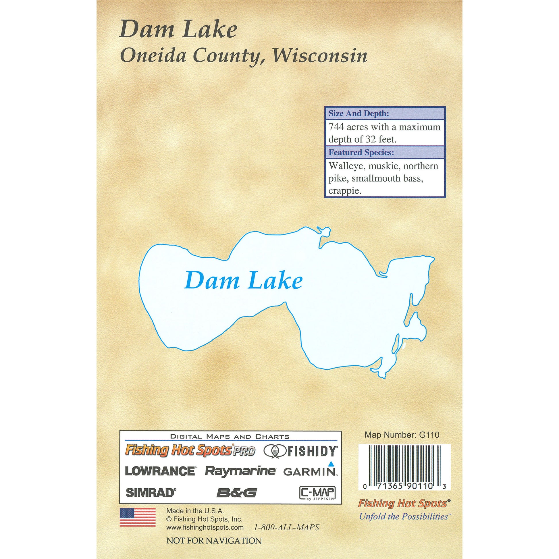 Dam Lake (Oneida Co) Fishing Map
