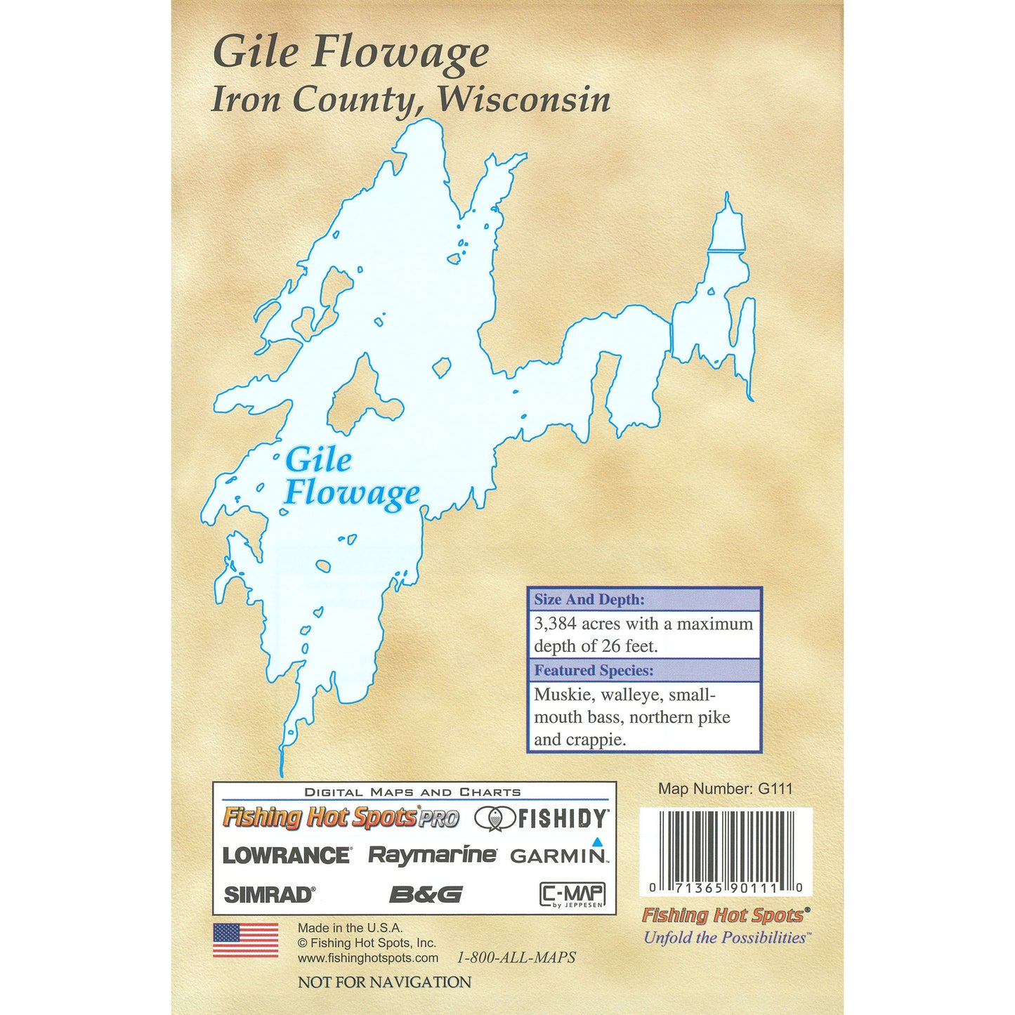 Gile Flowage (Iron Co) Fishing Map