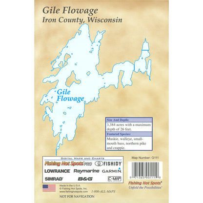 Gile Flowage (Iron Co) Fishing Map