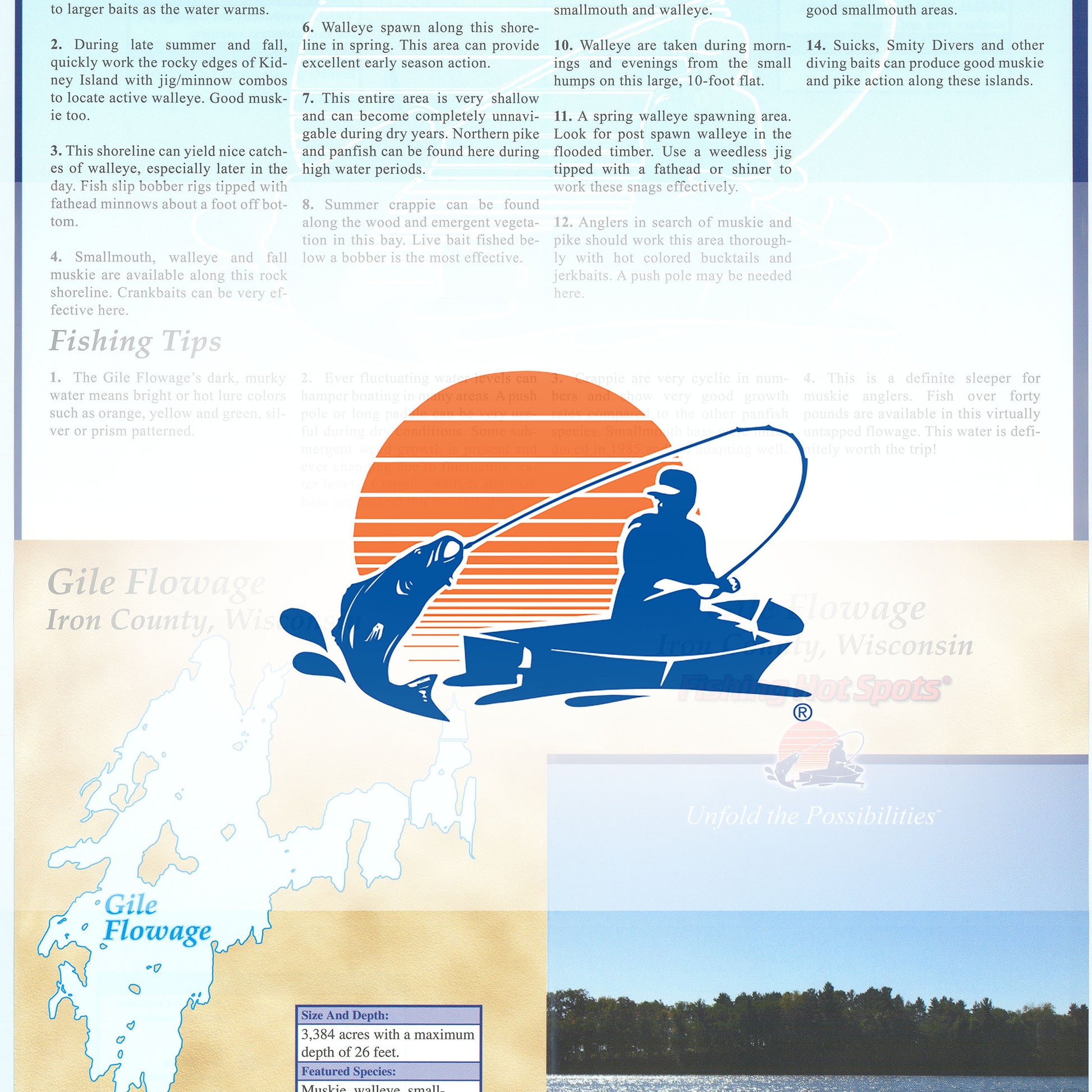 Gile Flowage (Iron Co) Fishing Map