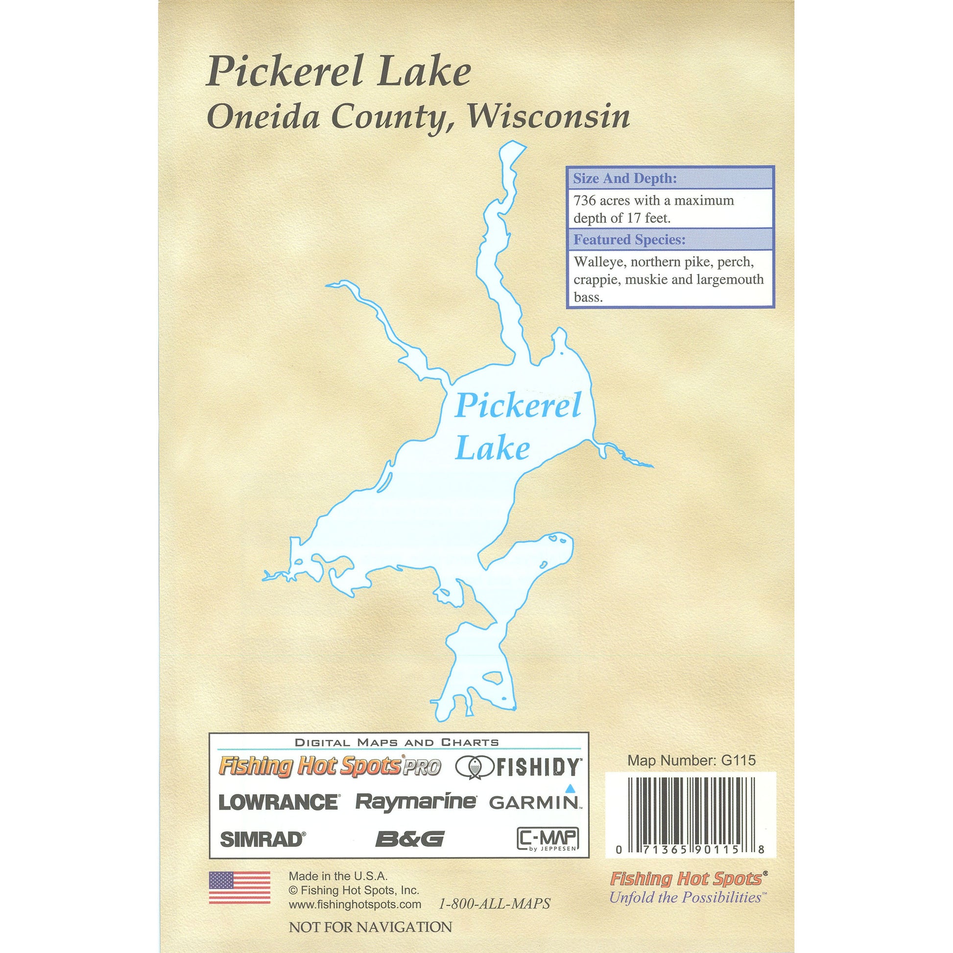 Pickerel Lake (Oneida Co) Fishing Map