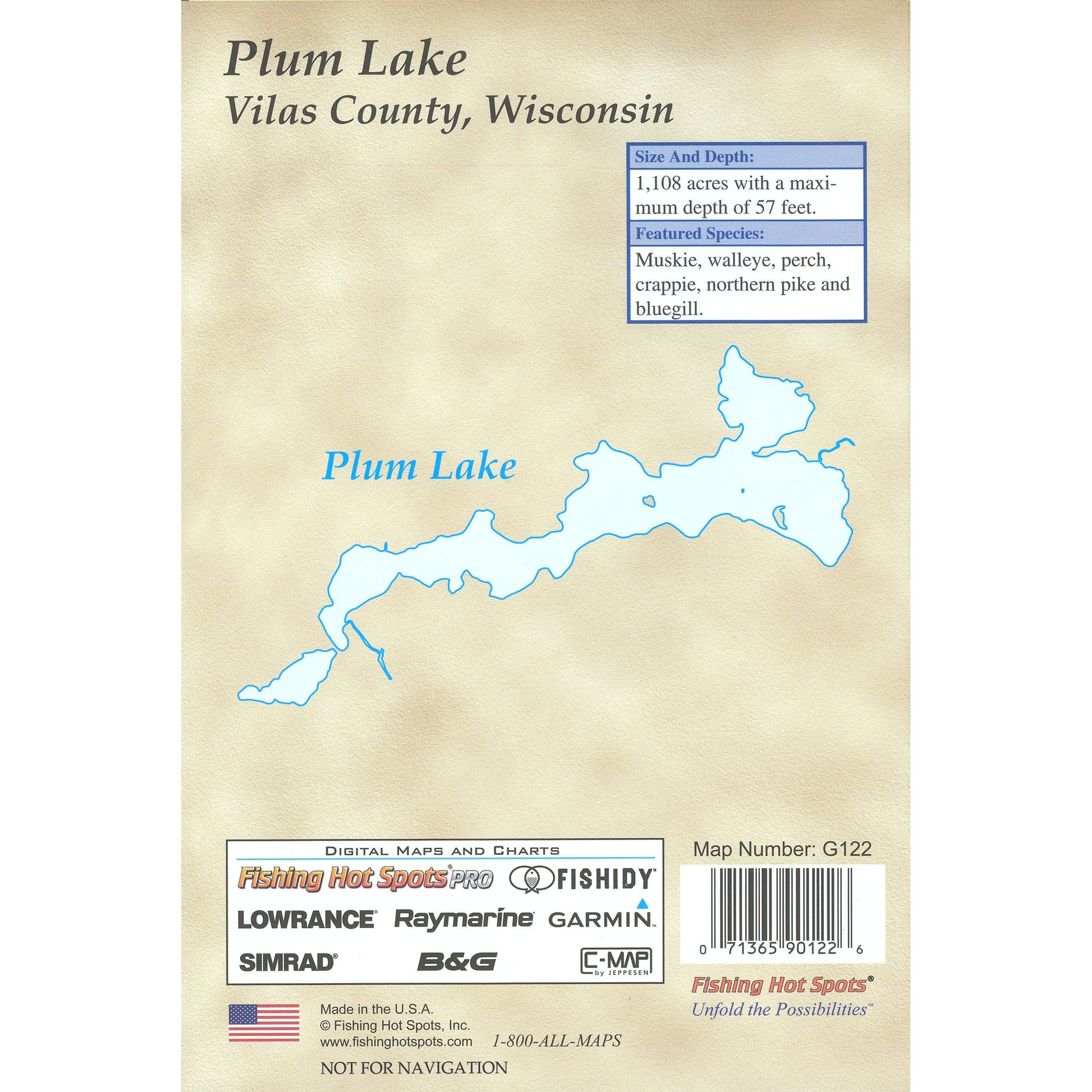 Plum Lake (Vilas Co) Fishing Map