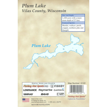 Plum Lake (Vilas Co) Fishing Map